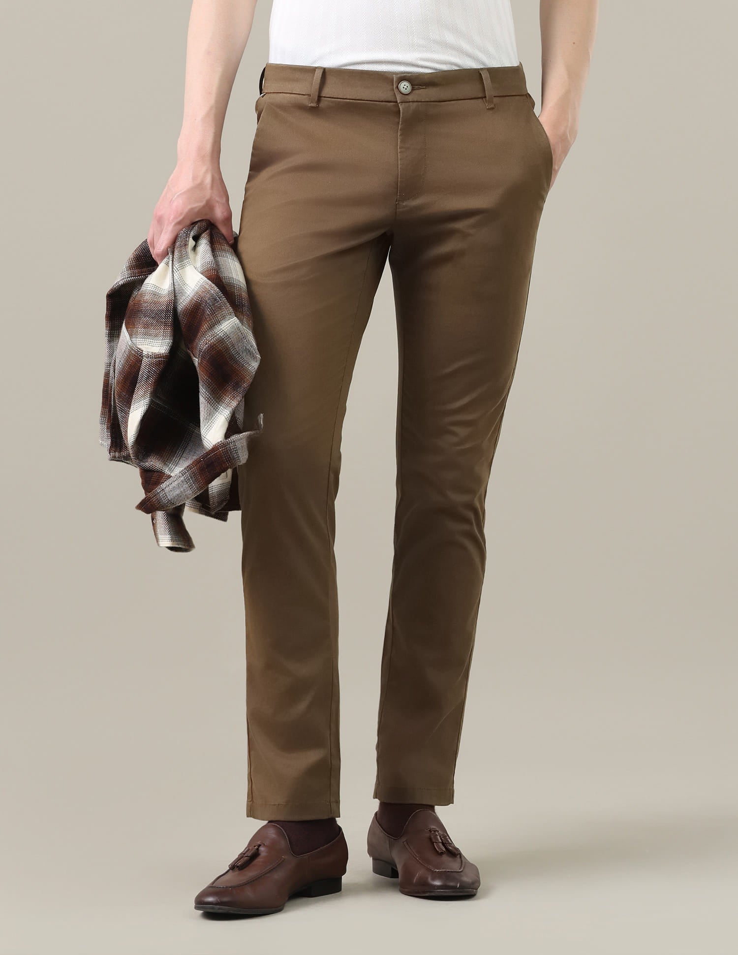 Twill Denver Slim Fit Trousers Brown - U.S. Polo Assn. India | Large