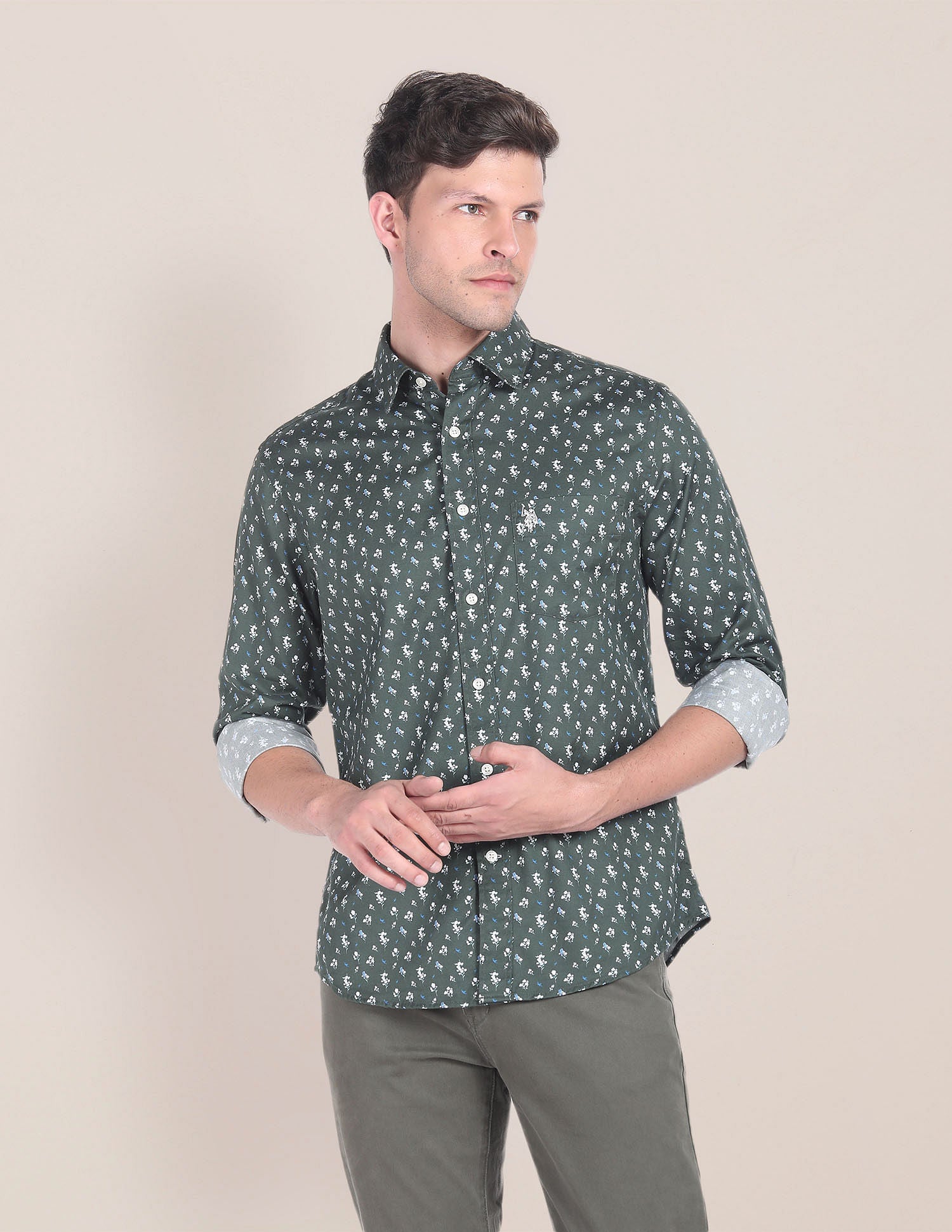 Floral Print Twill Shirt