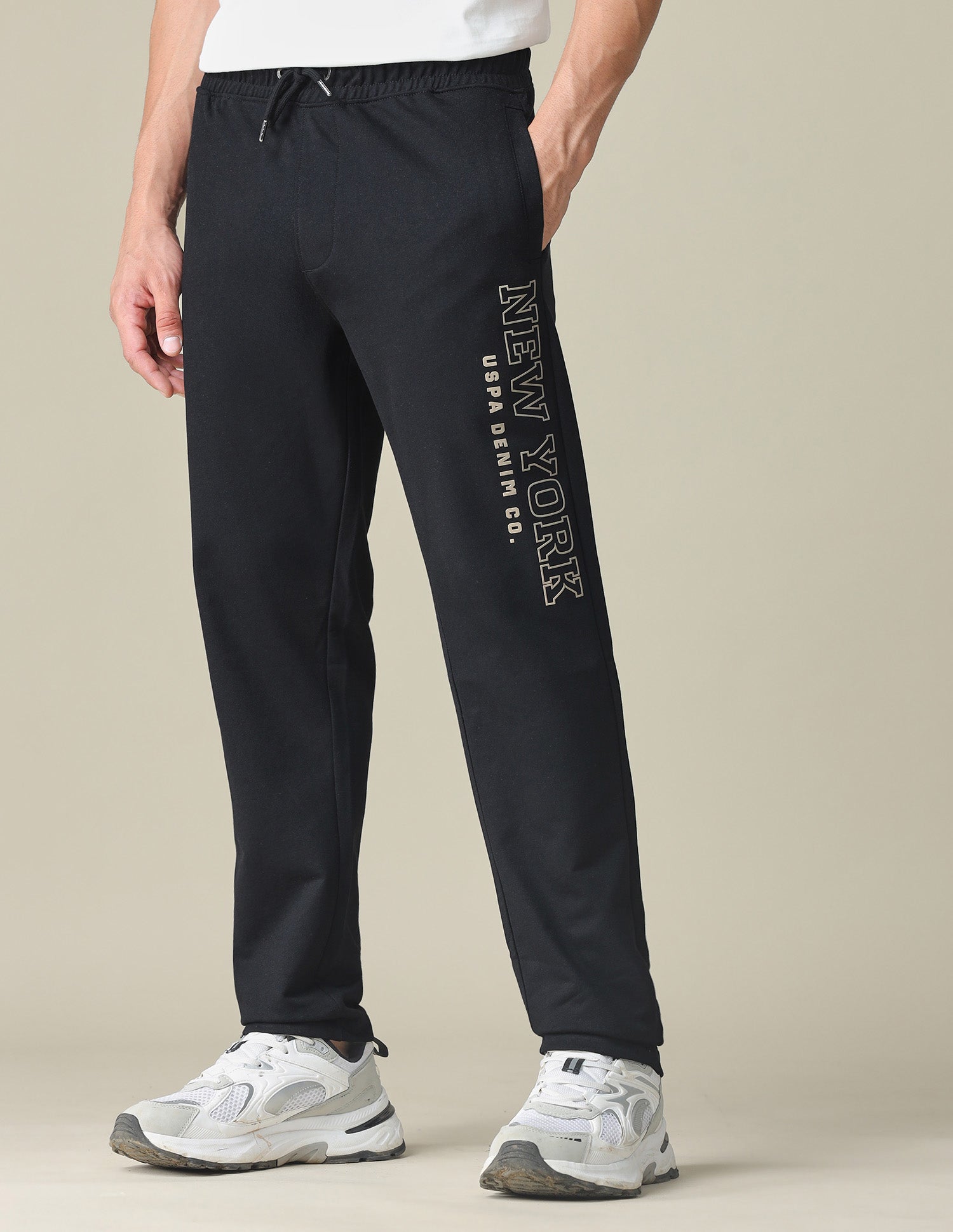 Brand Embossed Regular Fit Track Pants