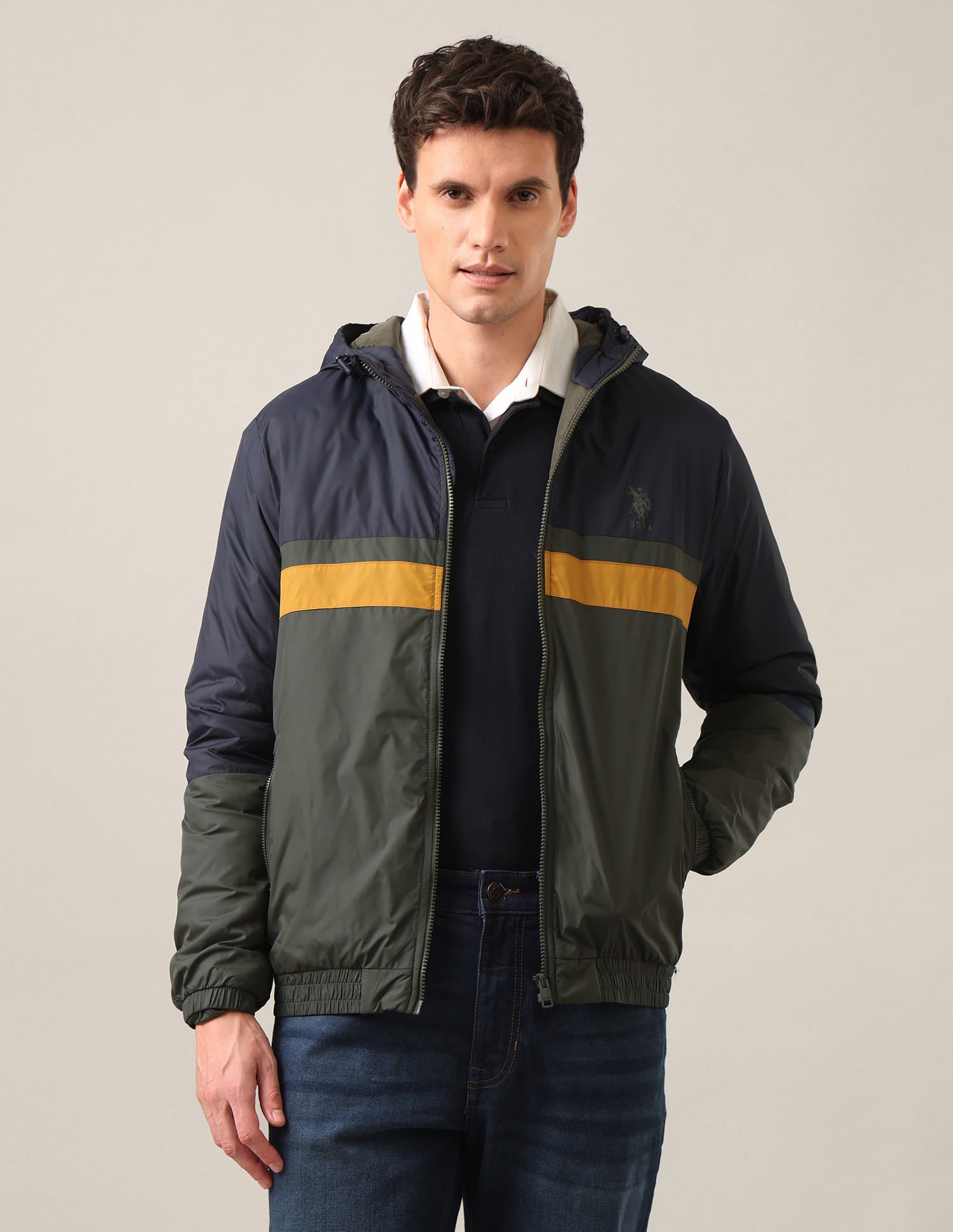 Colour Block Hooded Jacket