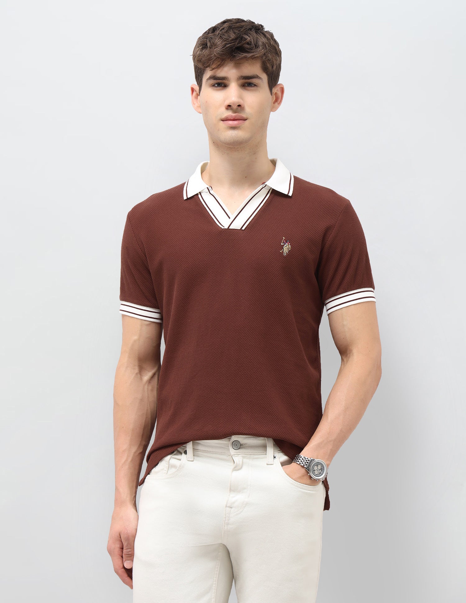 Solid Slim Fit Polo Shirt Rust - U.S. Polo Assn. India | Large
