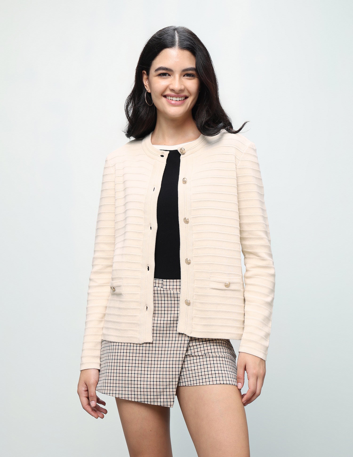 Patterned Knit Cardigan Sweater Off-White - U.S. Polo Assn. India | Large