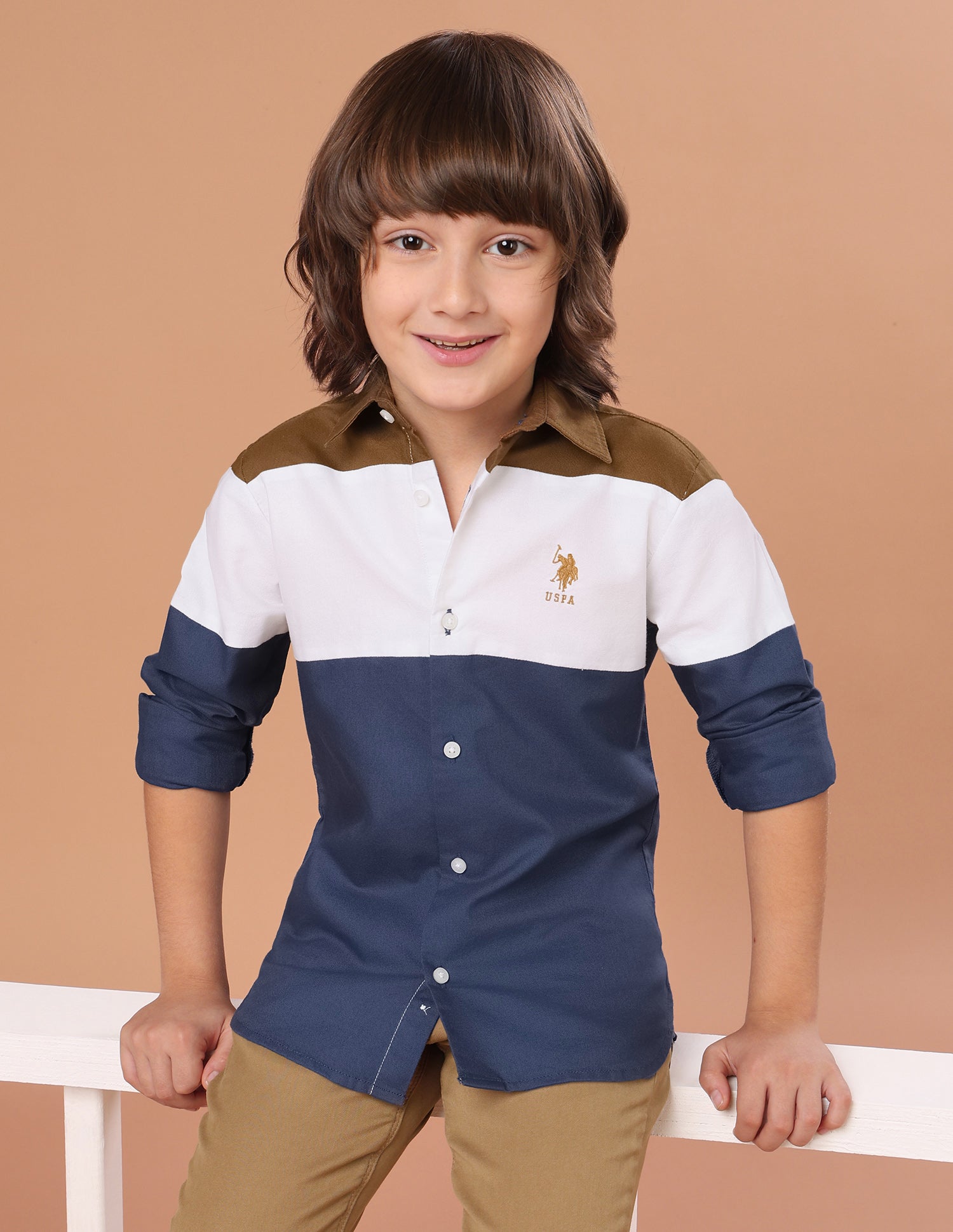 Colourblocked Twill Shirt Teal - U.S. Polo Assn. India | Large