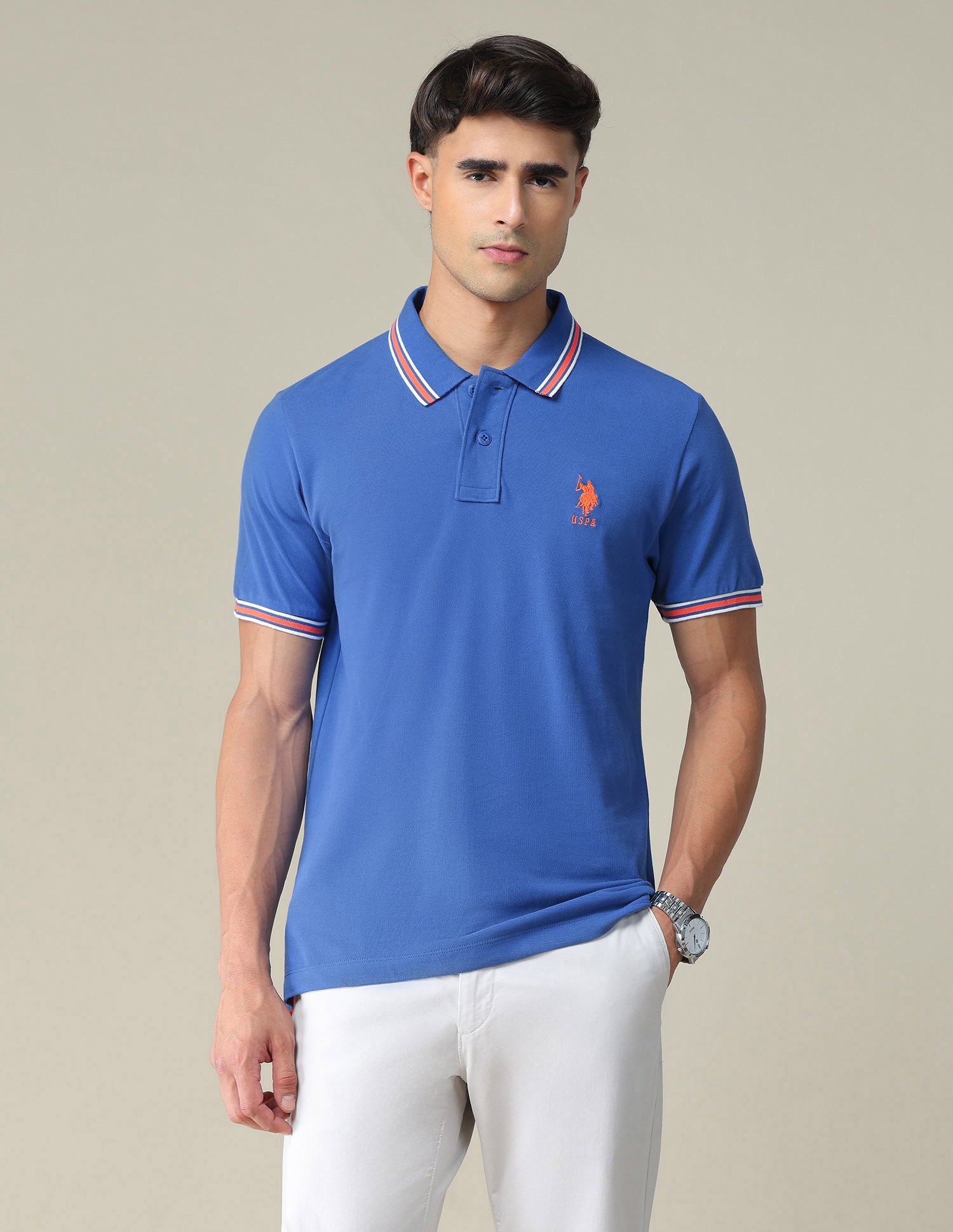 Tipped Collar Slim Fit Polo Shirt