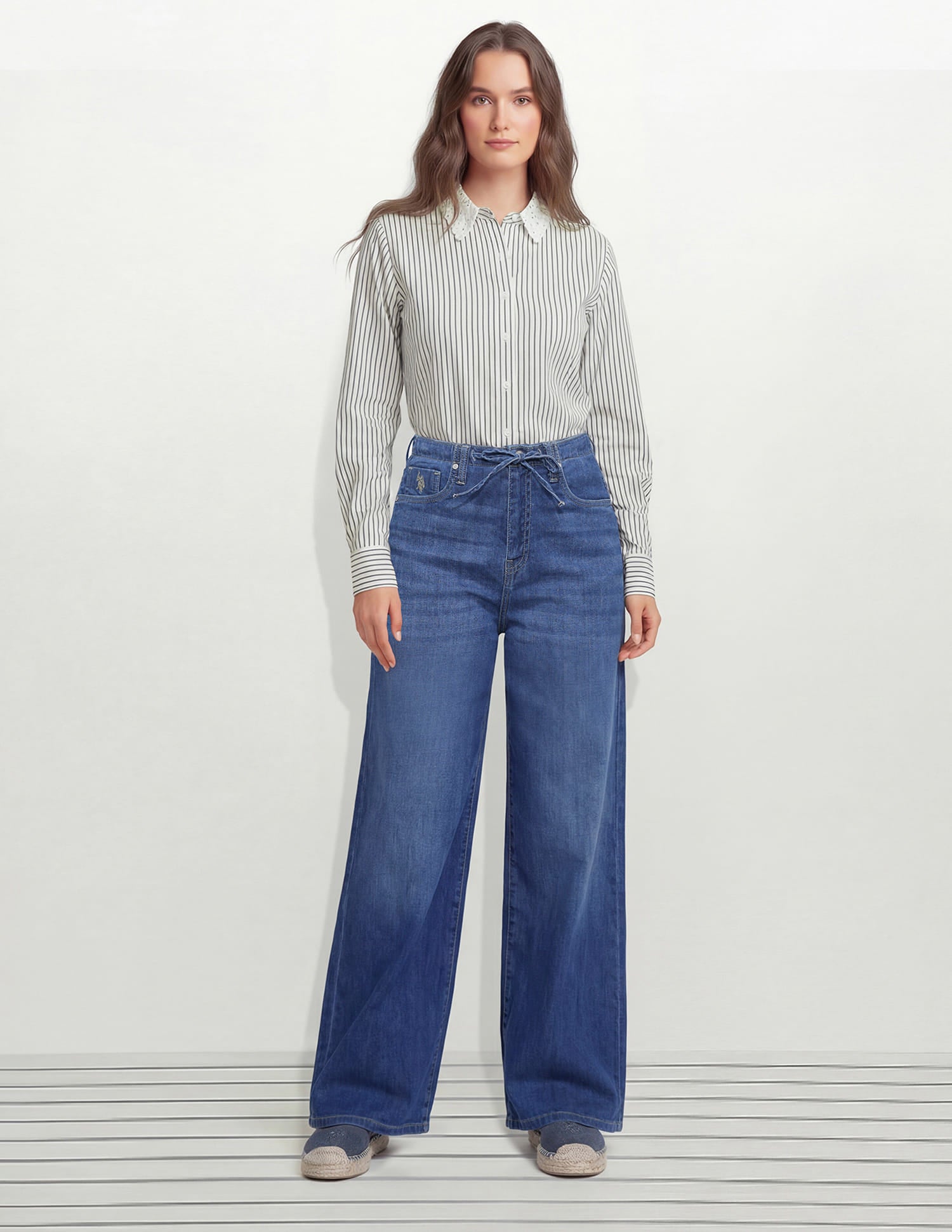 High Rise Wide Leg Fit Jeans Blue - U.S. Polo Assn. India | Large