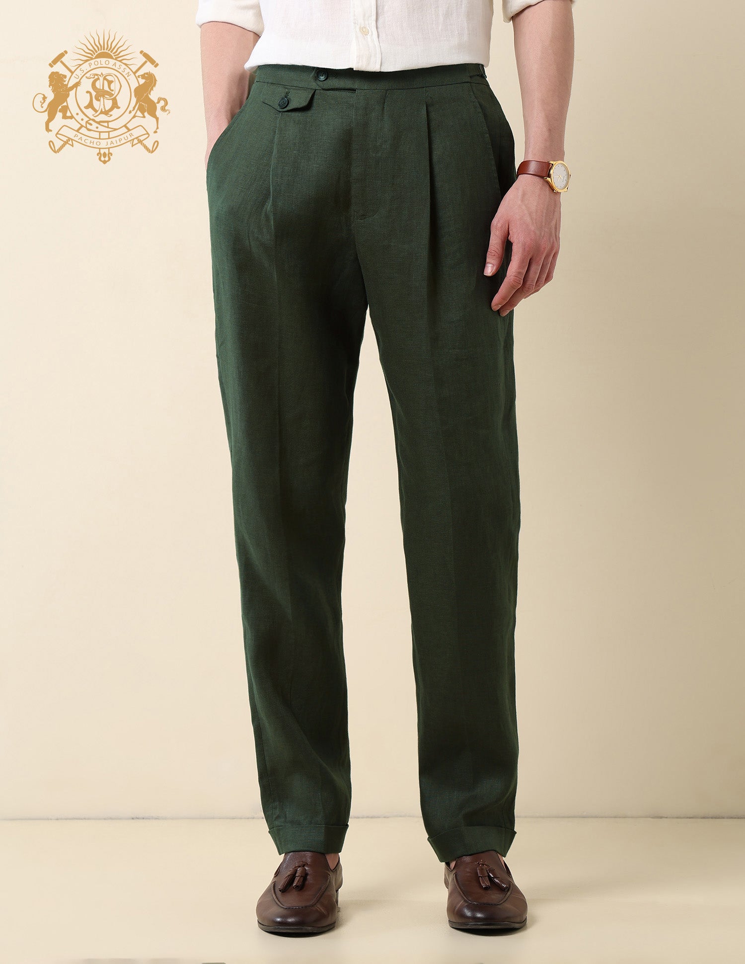 Pacho Riley Straight Fit Trousers Olive - U.S. Polo Assn. India | Large