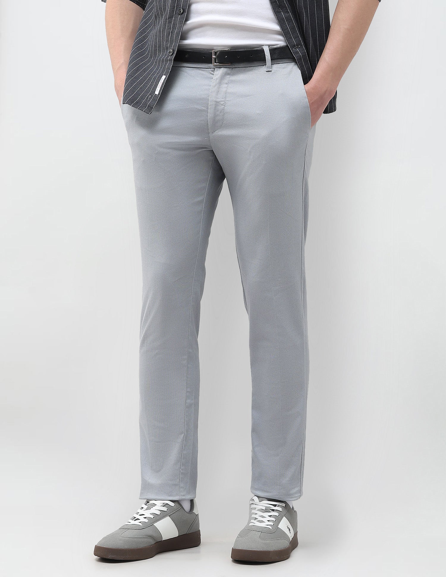 Super Slim Fit Satin Trousers Grey - U.S. Polo Assn. India | Large