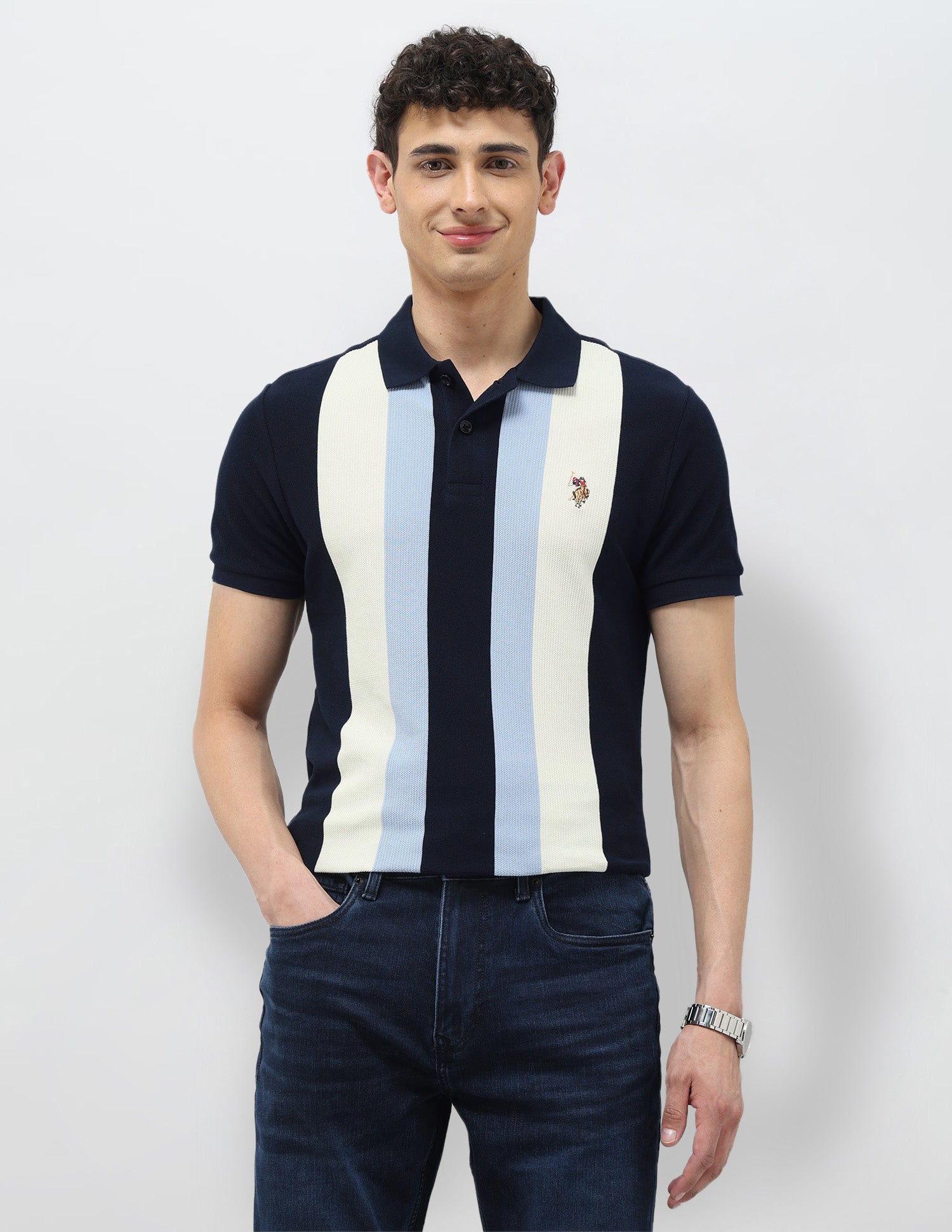 Vertical Striped Regular Fit Polo Shirt