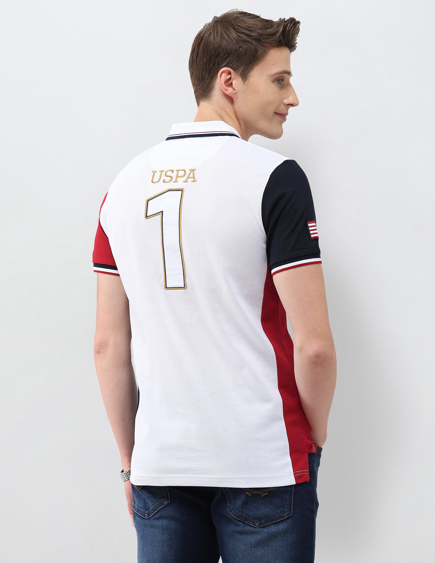 Colourblocked Brand Embroidered Slim Fit Polo Shirt