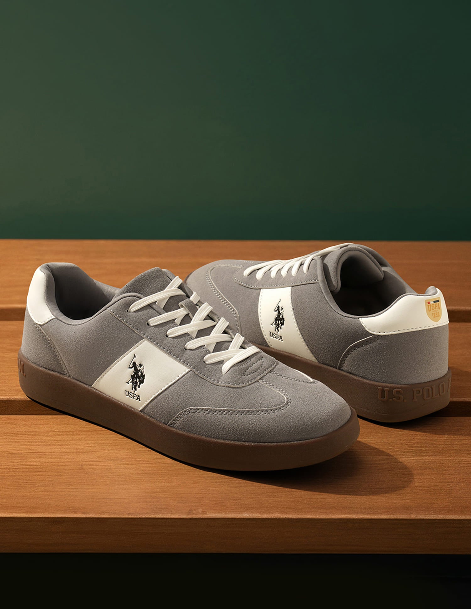 Men Colour Blocked Suede Skylar 2.0 Sneakers Grey - U.S. Polo Assn. India | Large