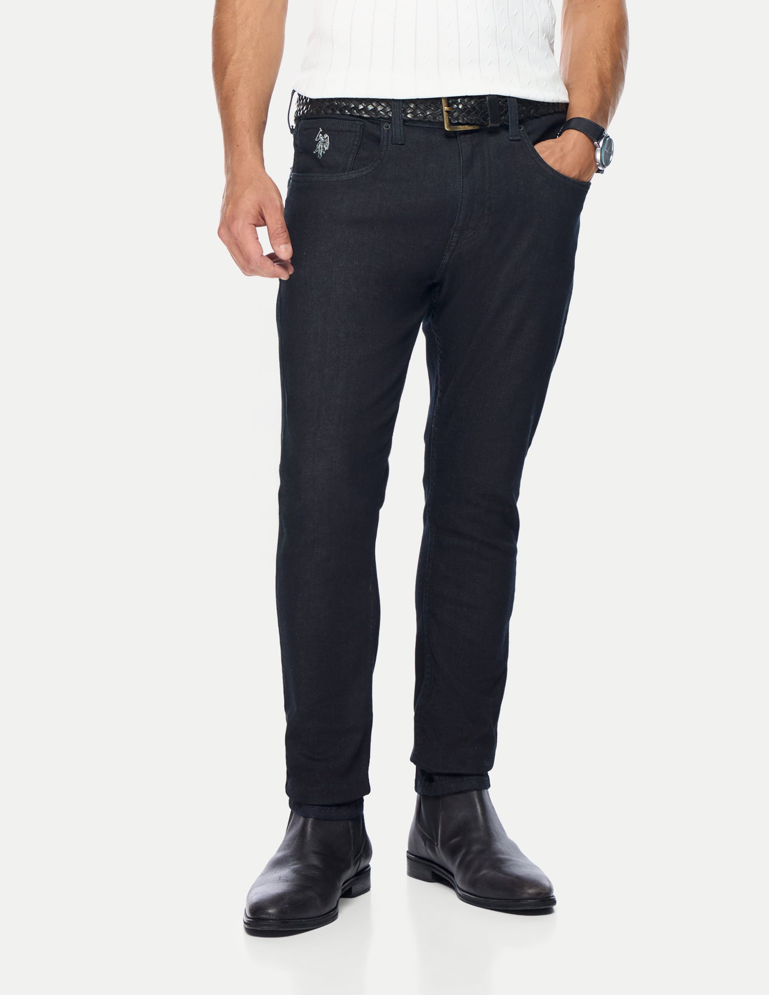 Henry Tapered Cropped Fit Black Jeans