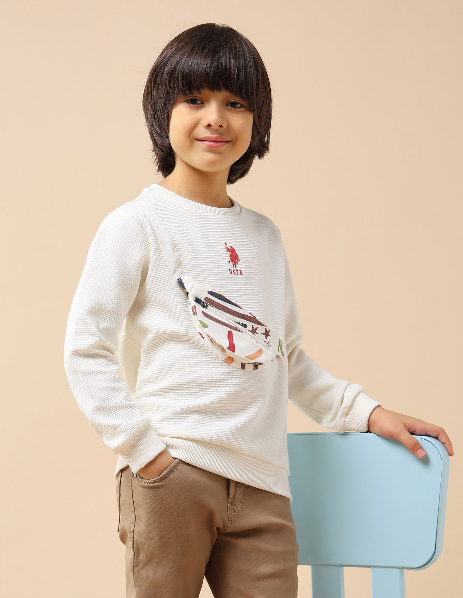 Boys Textured patterned Knit Regular Fit Sweatshirt
