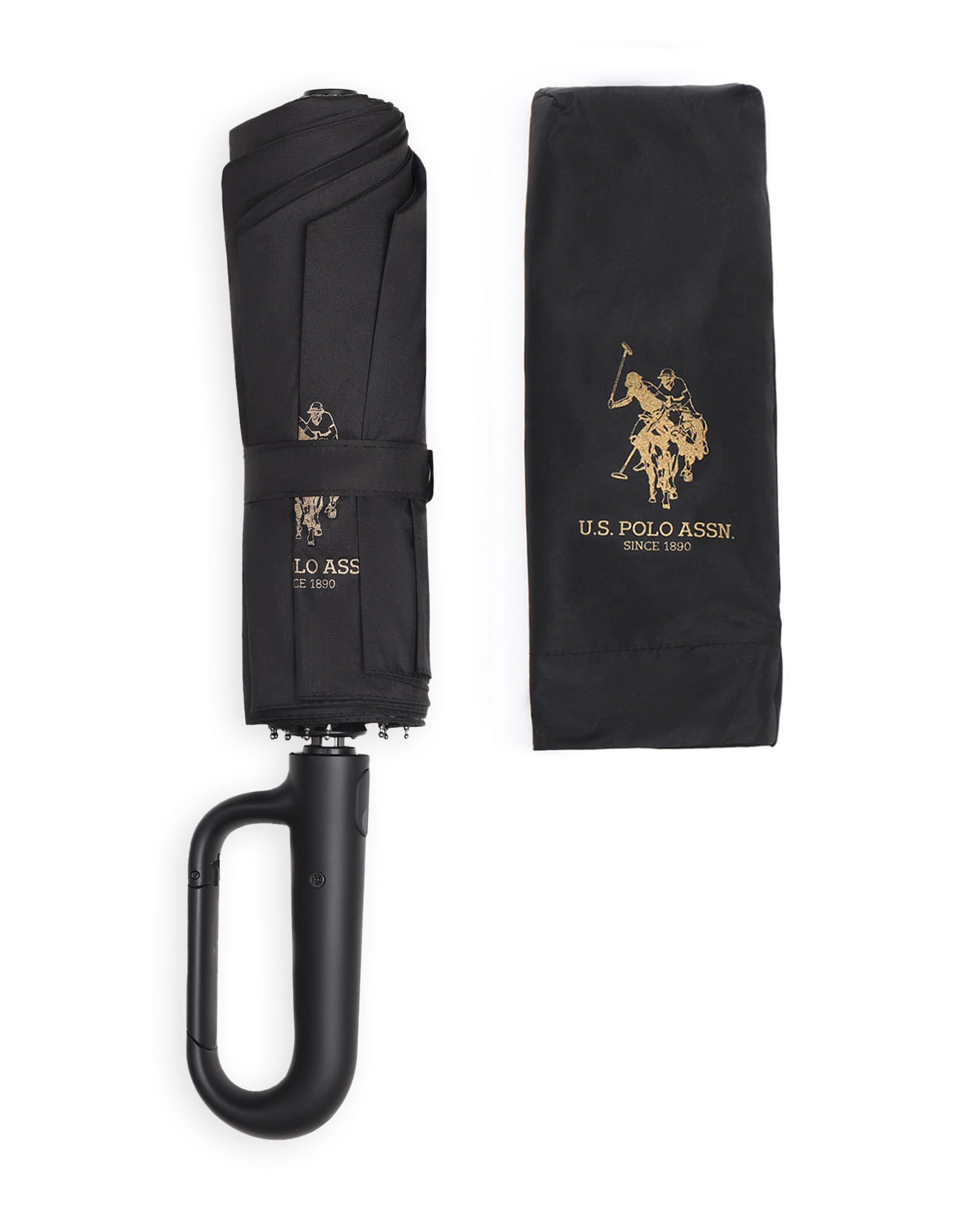 Logo Print Durable Umbrella Black - U.S. Polo Assn. India | Large