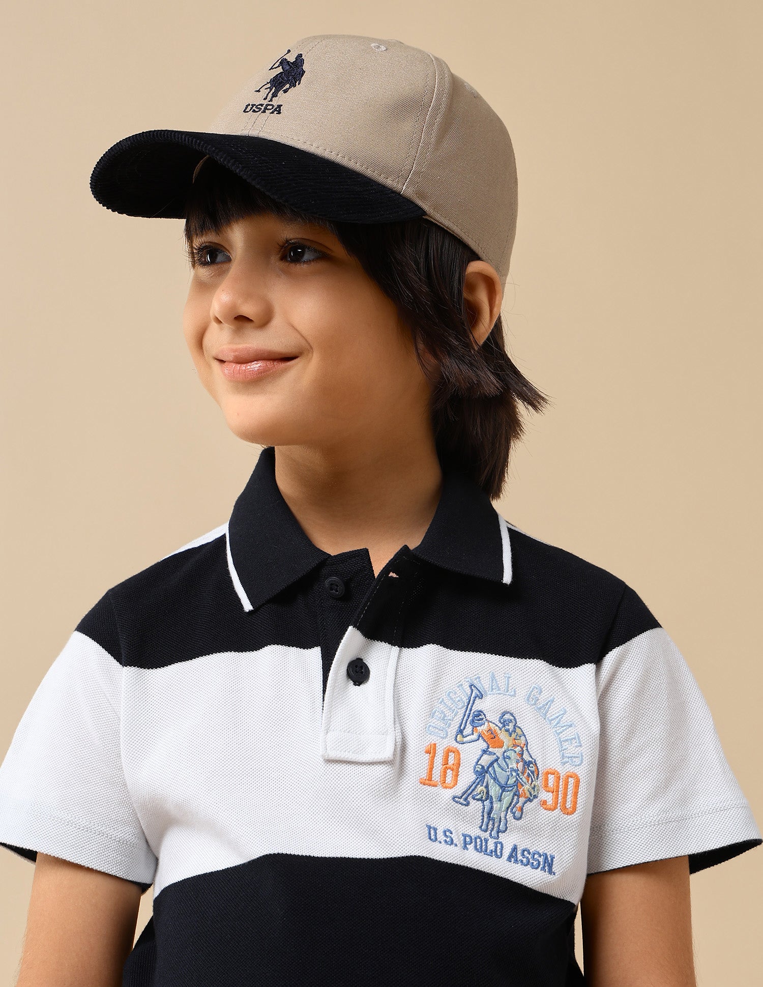 Boys Colour Blocked Corduroy Cap