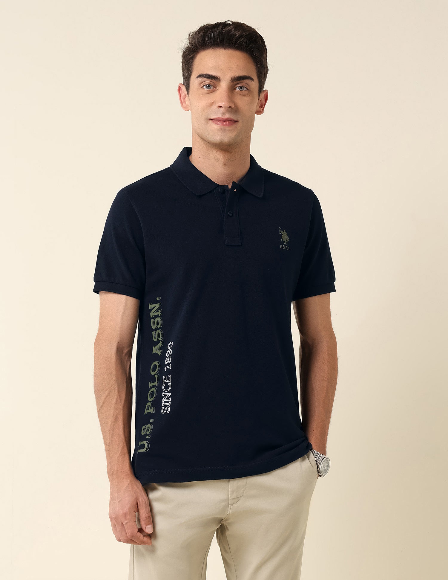 Brand Printed Pure Cotton Polo Shirt
