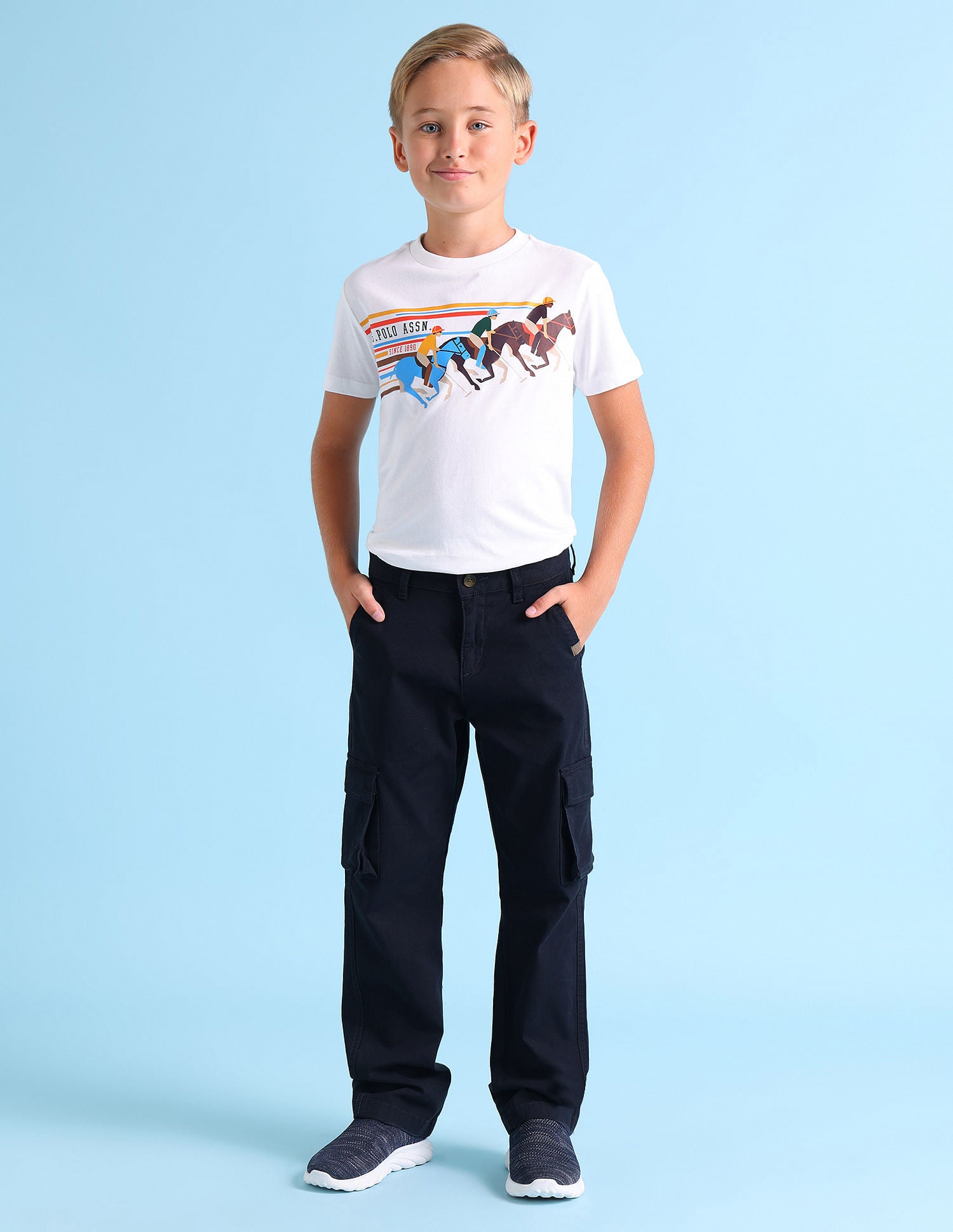 Boys Ribstop Cargo Trousers Navy - U.S. Polo Assn. India | Large