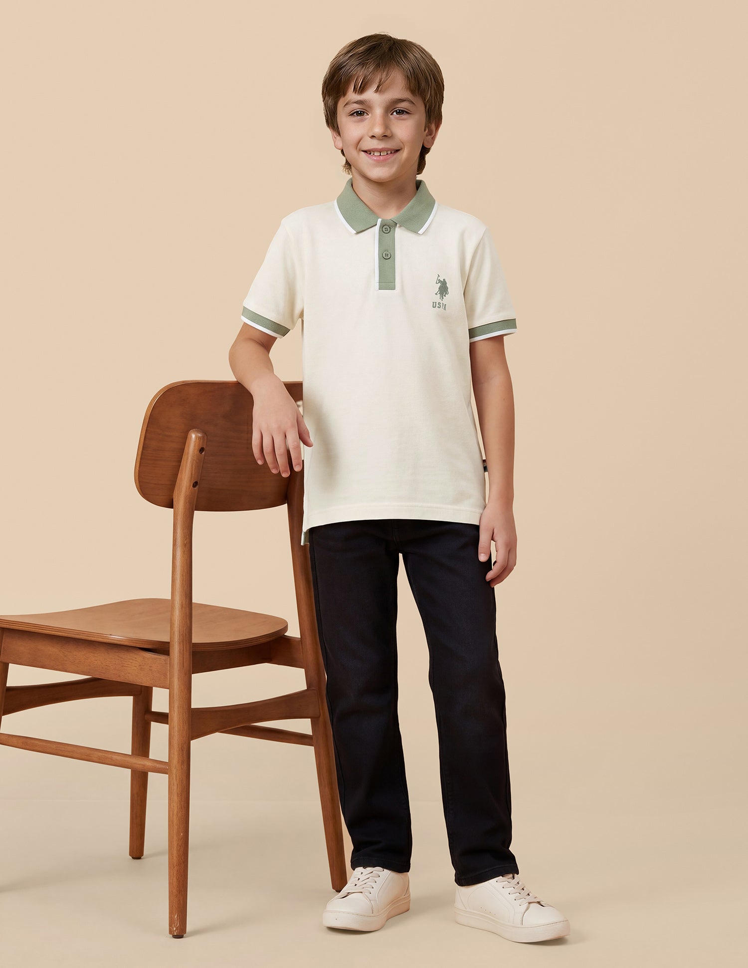 Solid Regular Fit Polo Shirt Off White - U.S. Polo Assn. India | Large