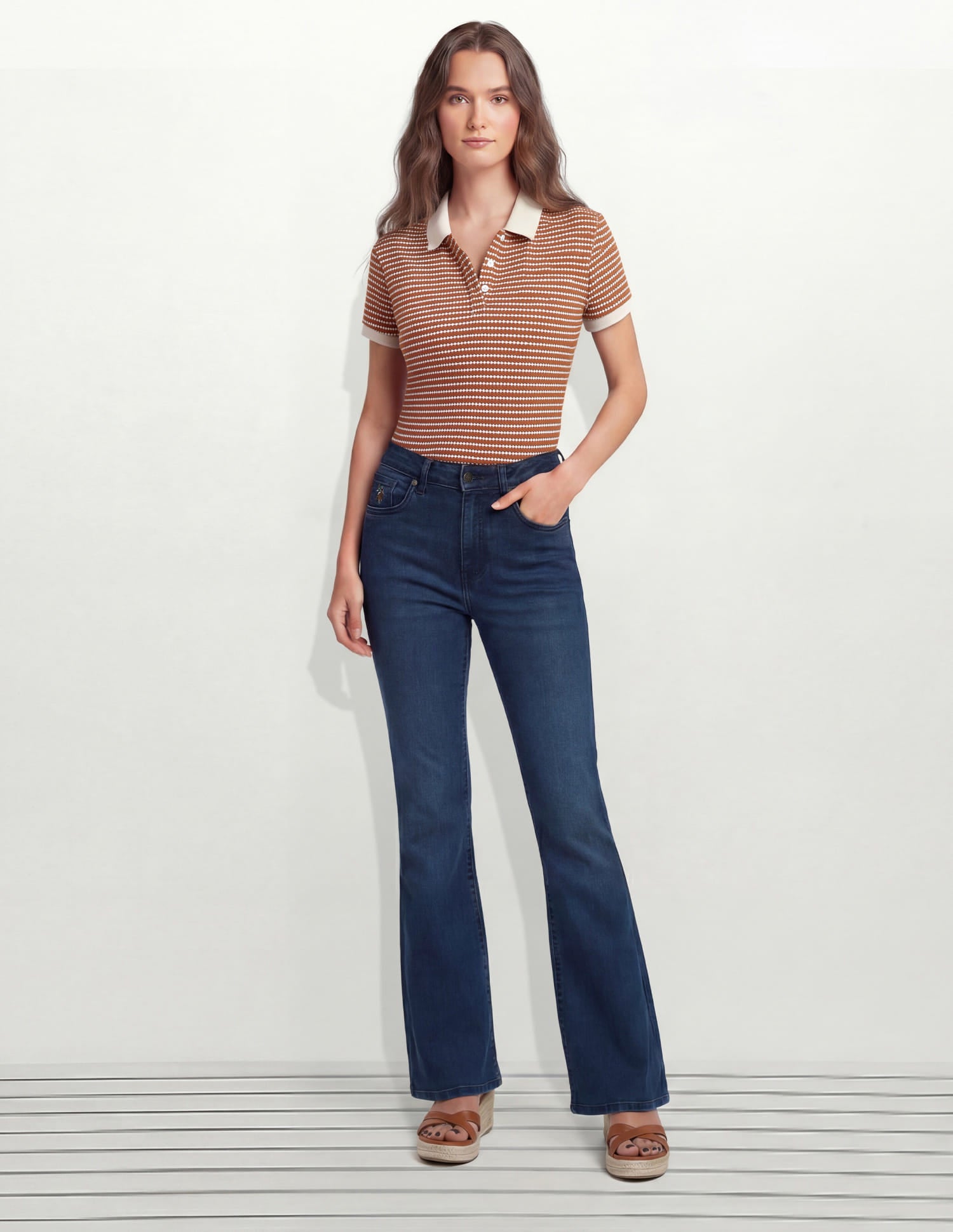 High Rise Flared Fit Jeans Blue - U.S. Polo Assn. India | Large