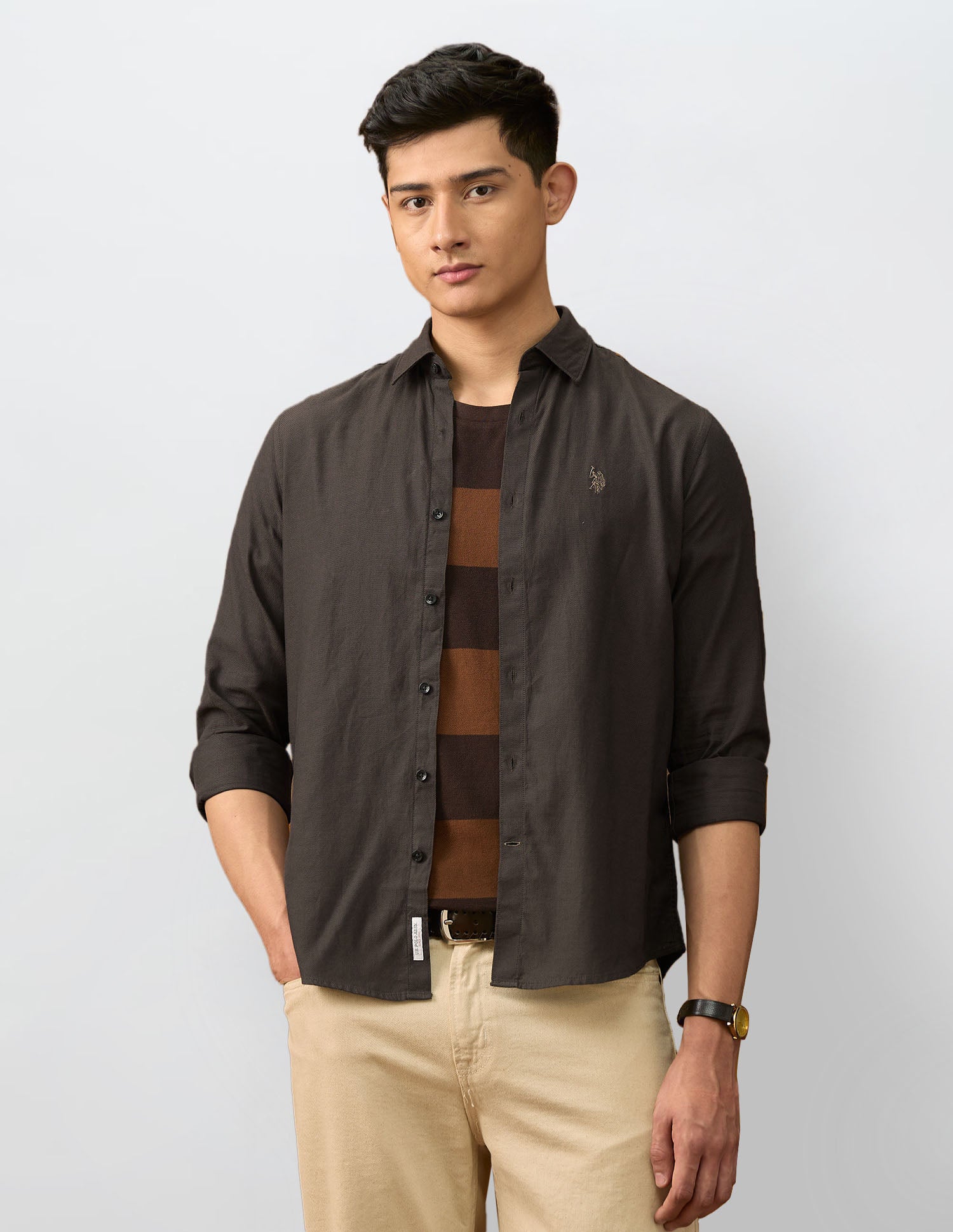 Textured Dobby Varsity Shirt
