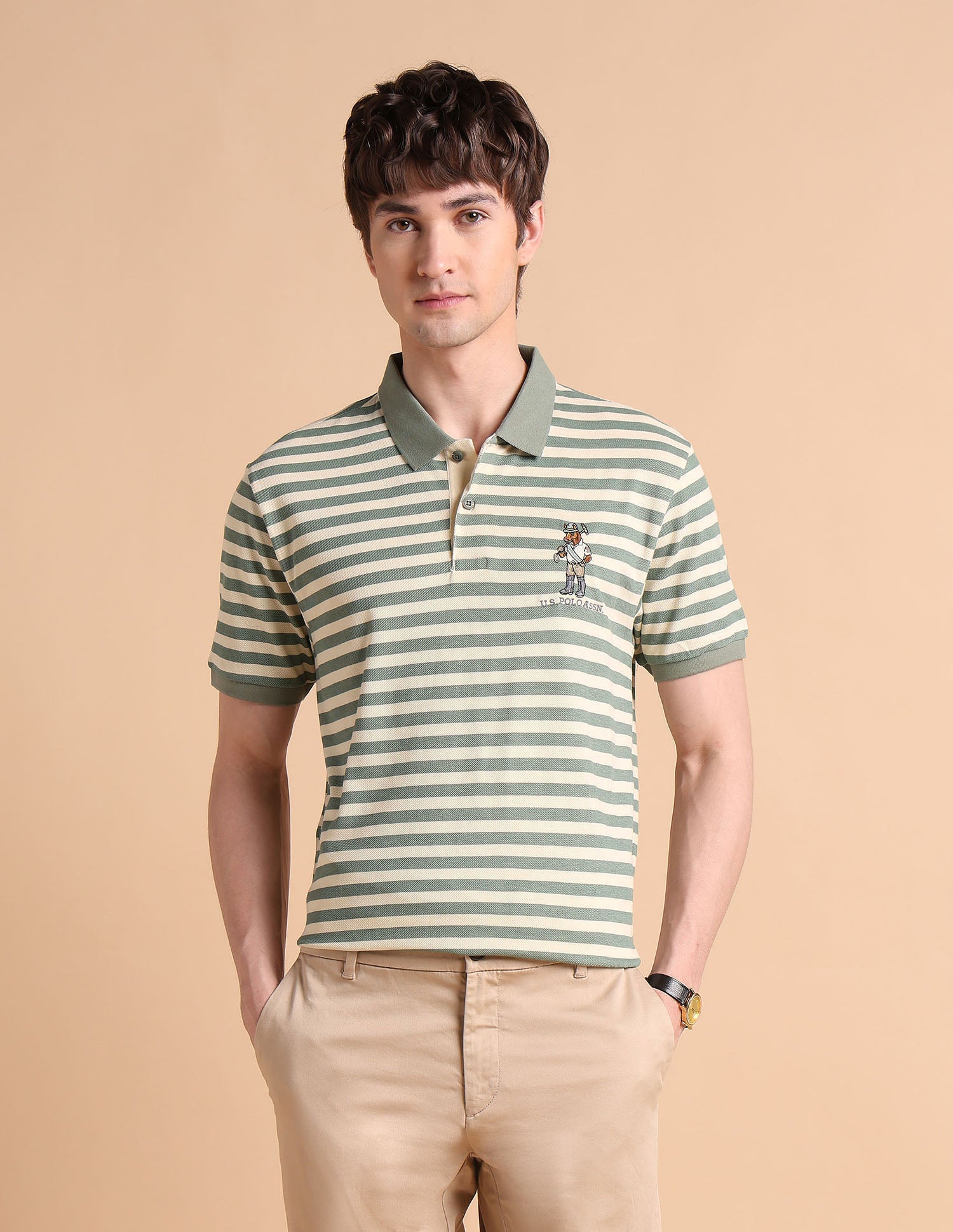 Horizontal Striped Slim Fit Polo Shirt