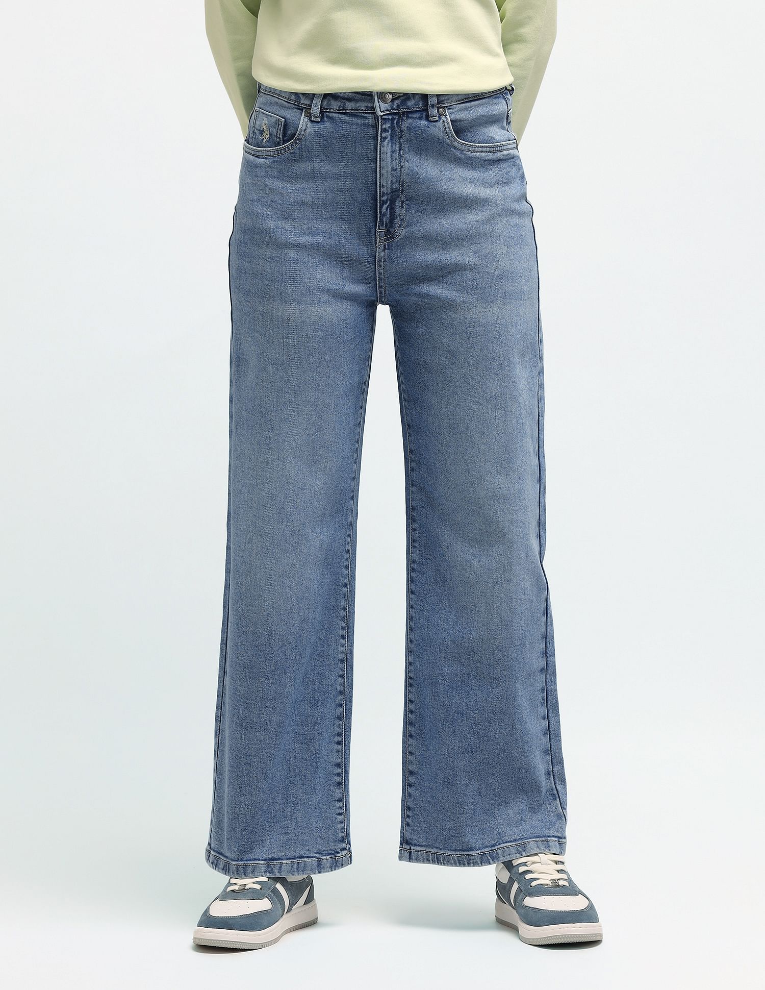 Wideleg High Rise Jeans Blue - U.S. Polo Assn. India | Large