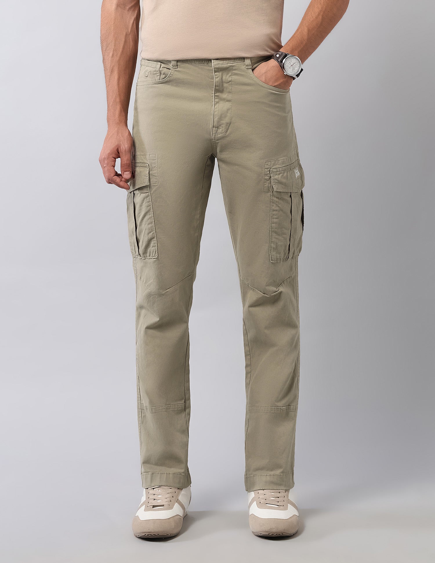 Mid Rise Straight Fit Cargos Beige - U.S. Polo Assn. India | Large