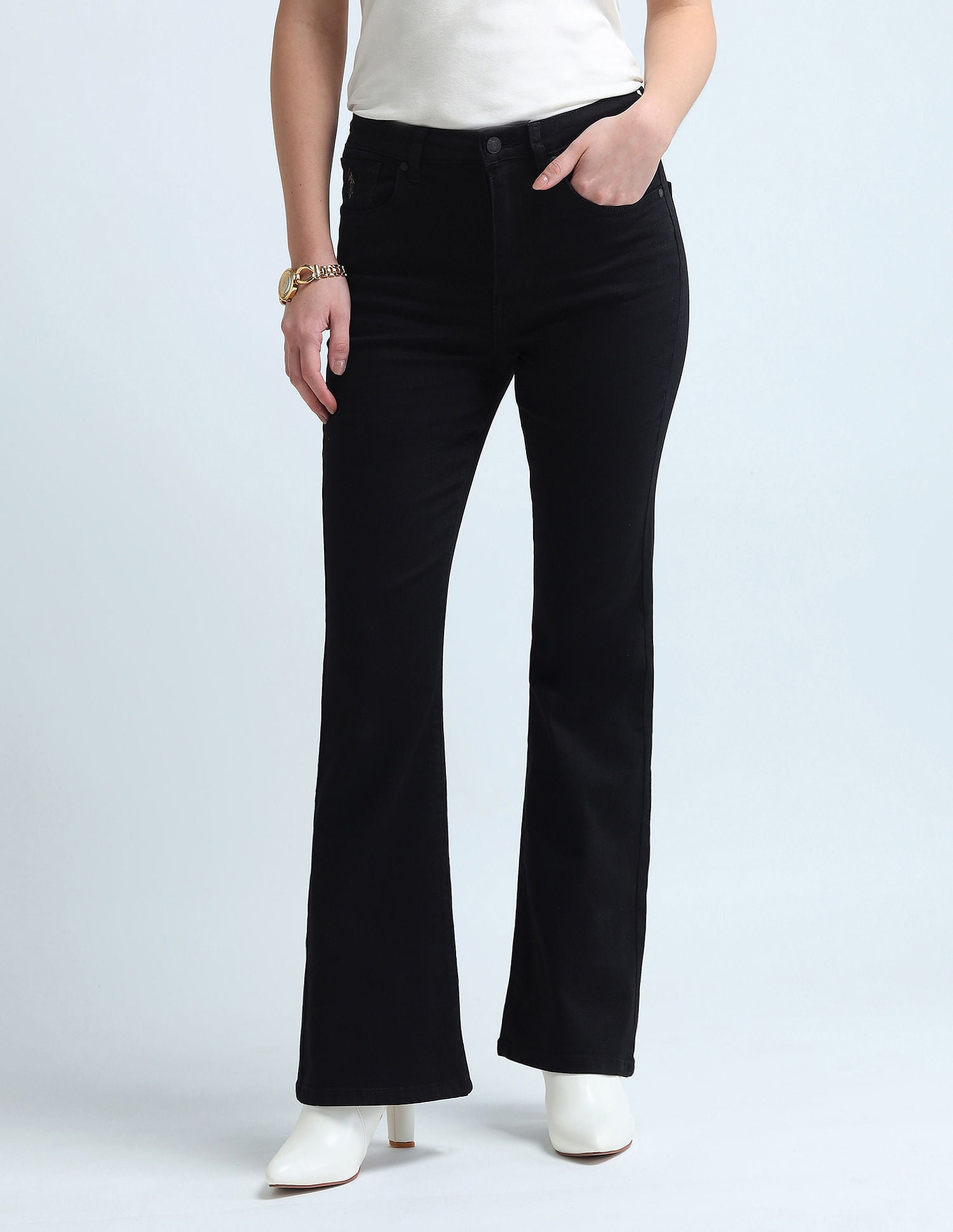 Flared Fit Black Jeans Black - U.S. Polo Assn. India | Large