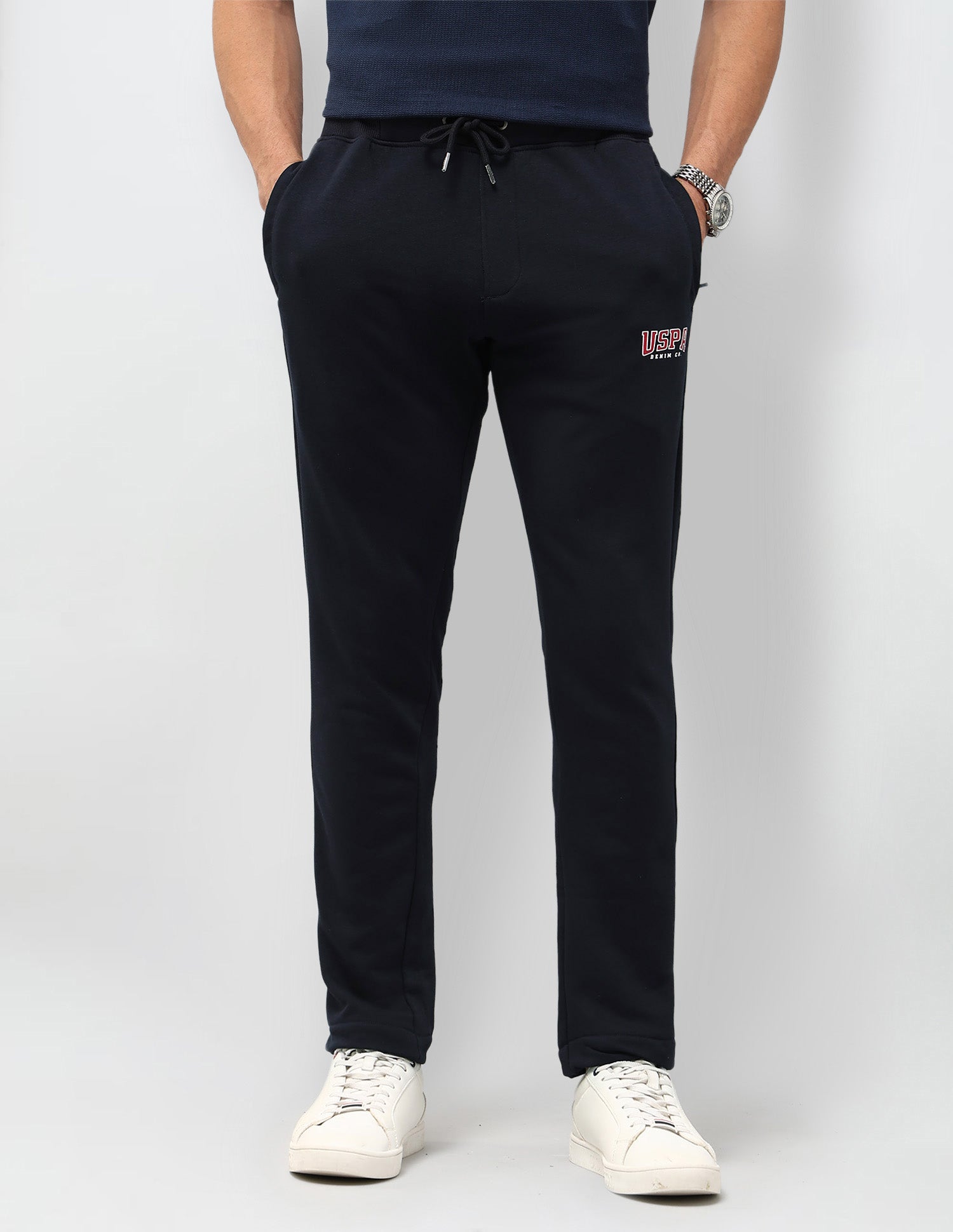Solid Mid Rise Track Pants