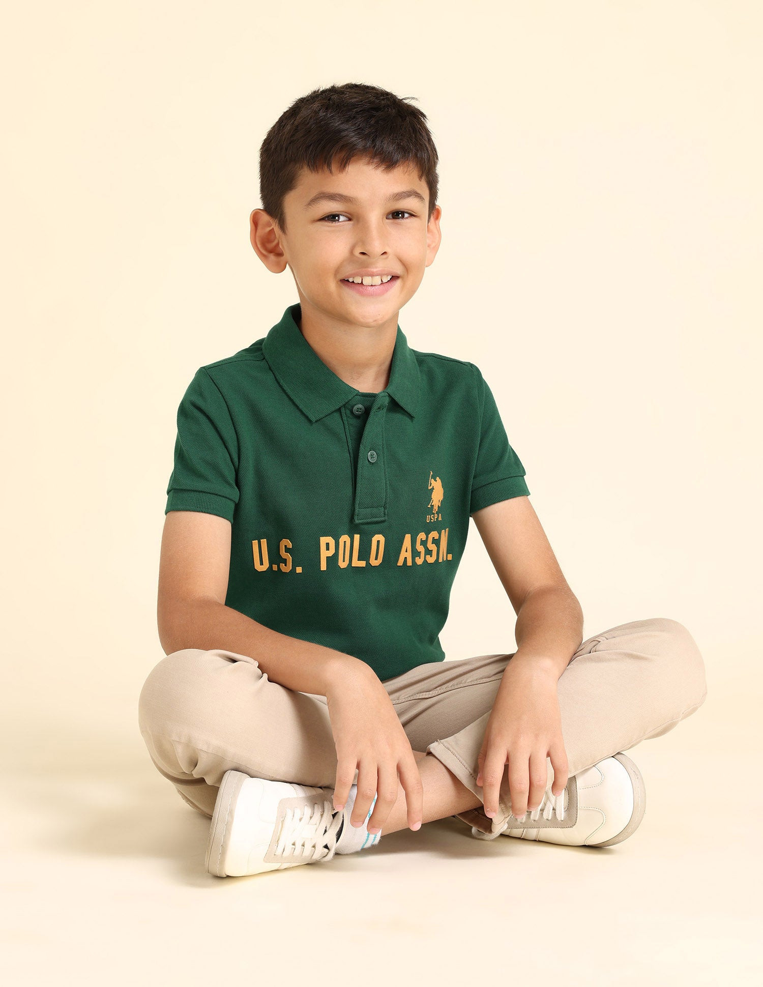 Boys Brand Print Cotton Polo Shirt