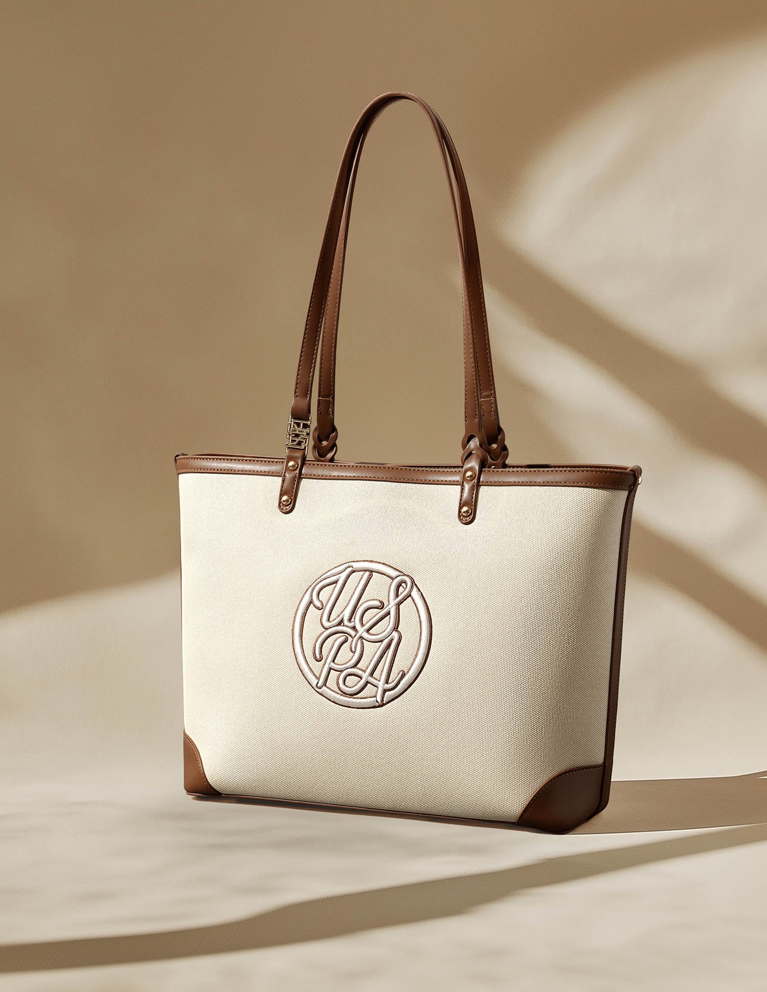 Ava Monogram Tote Bag Off White - U.S. Polo Assn. India | Large
