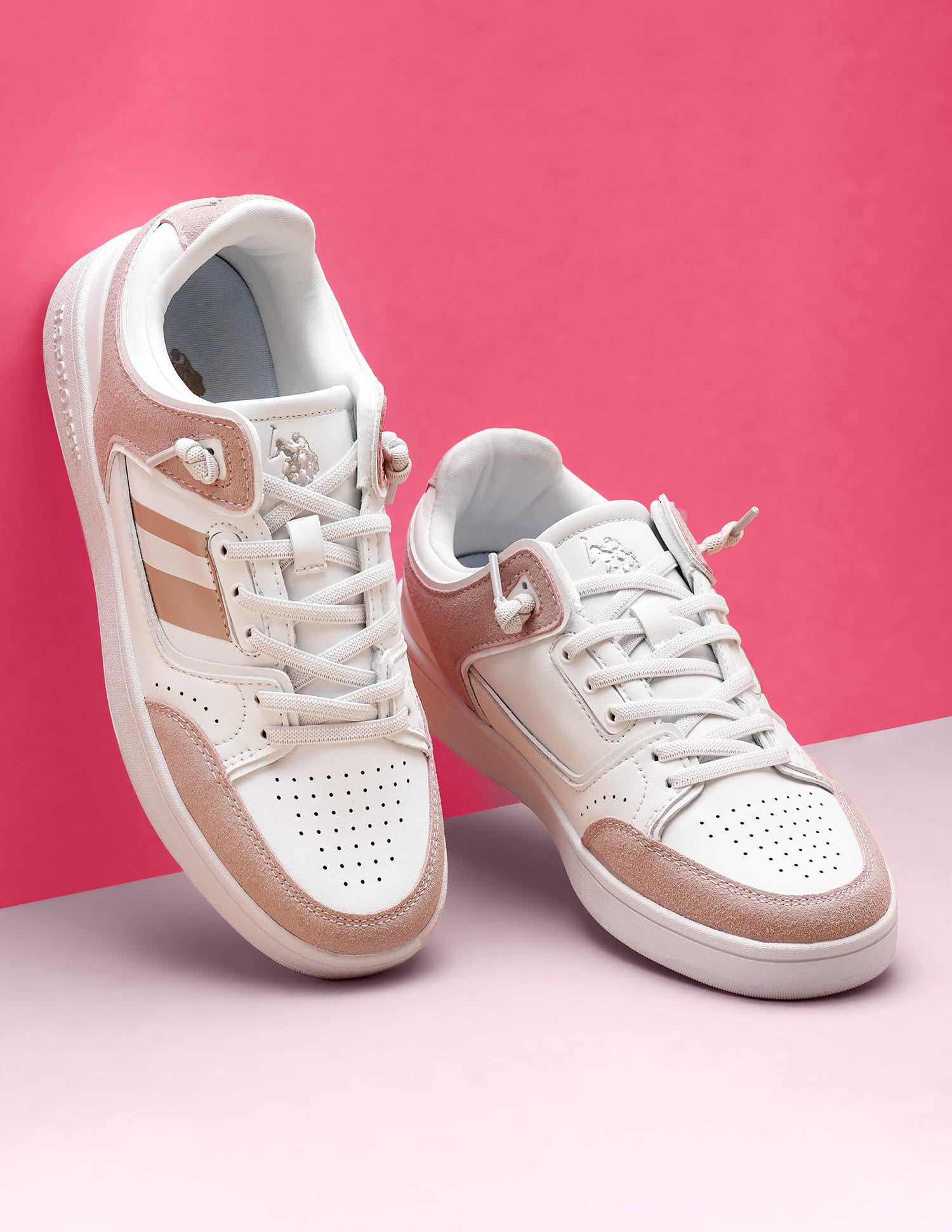 Colour Block Adalyn Sneakers White and Light Pink - U.S. Polo Assn. India | Large
