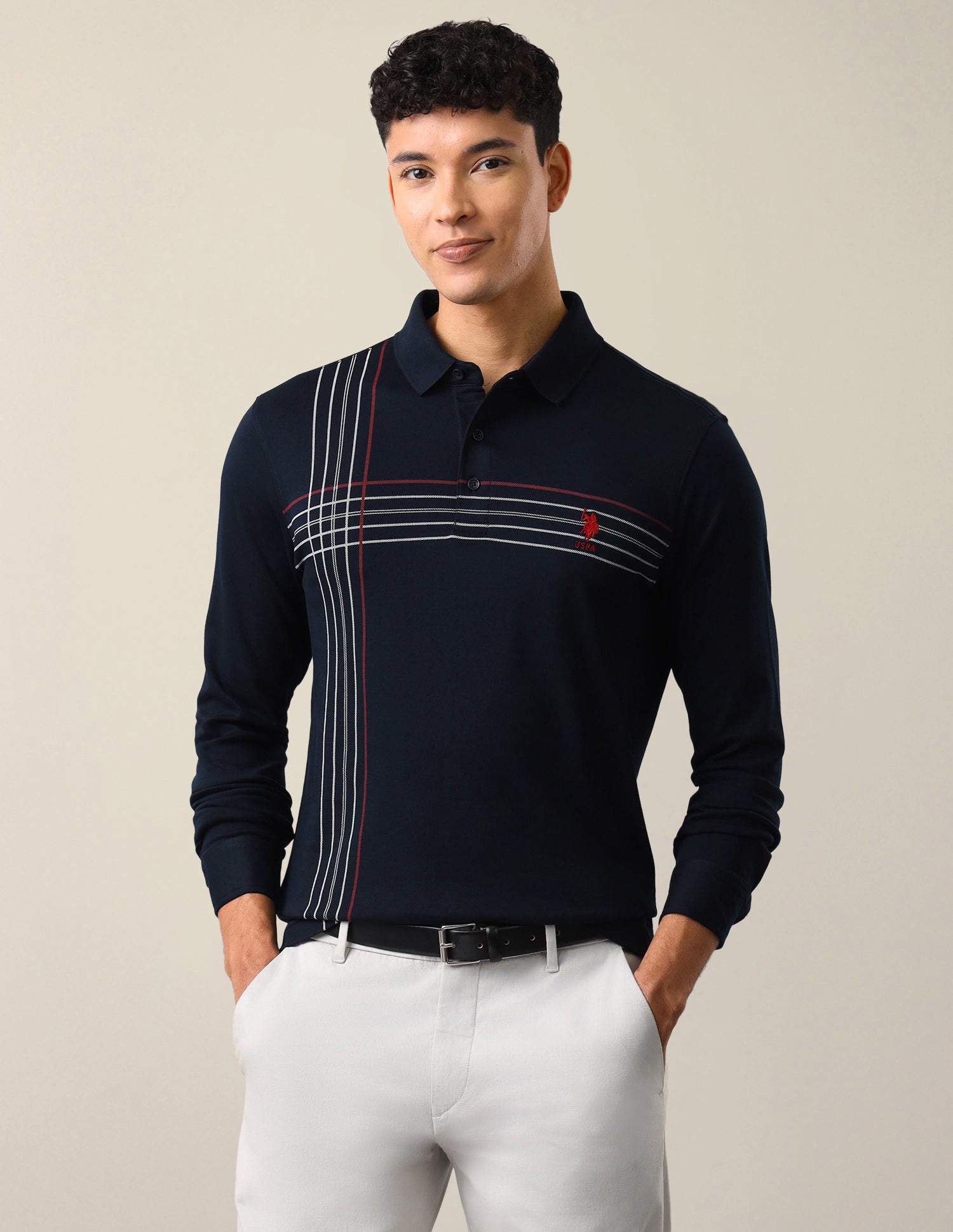 Solid Slim Fit Polo Shirt Navy - U.S. Polo Assn. India | Large