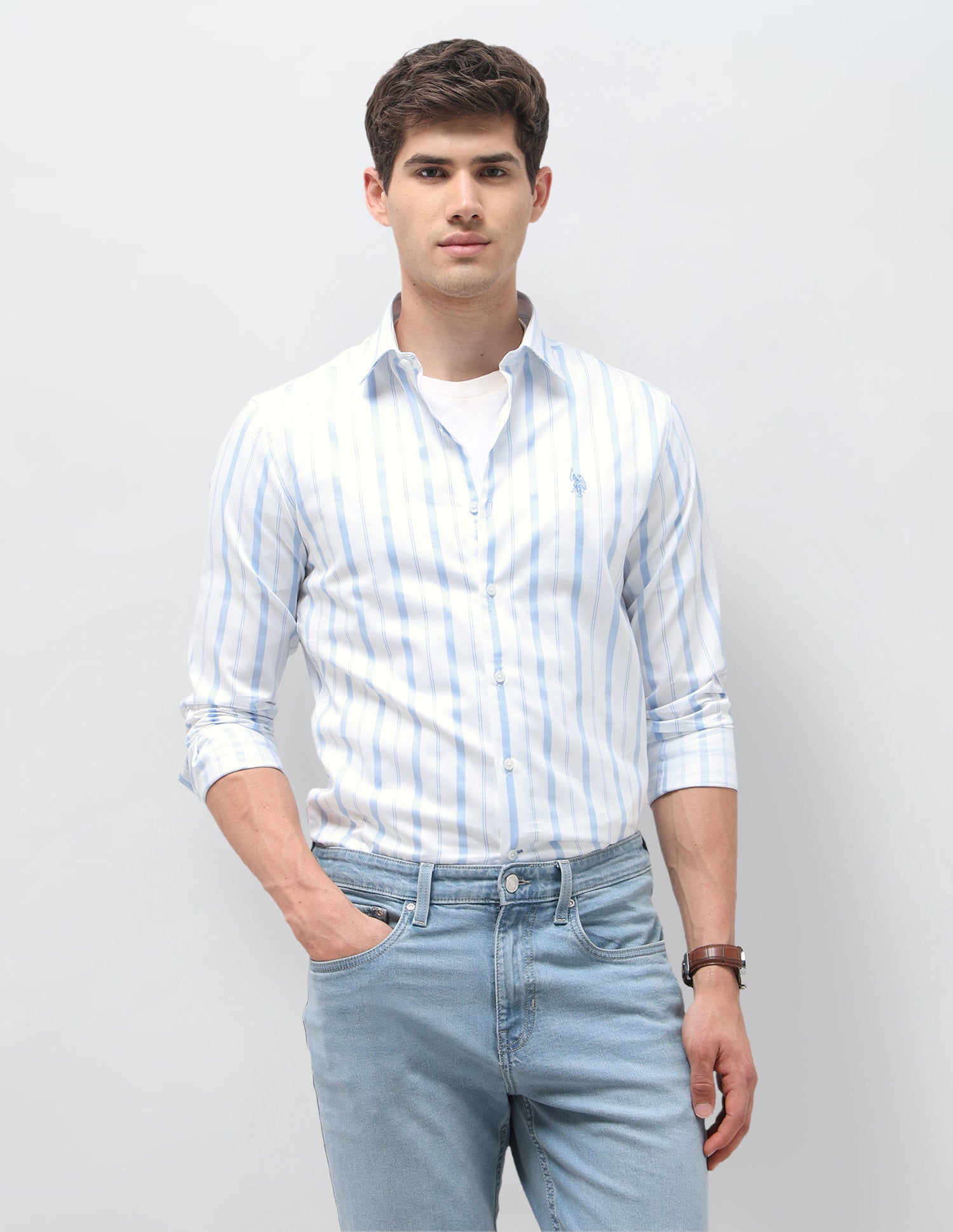 Tailored Fit Vertical Striped Shirt