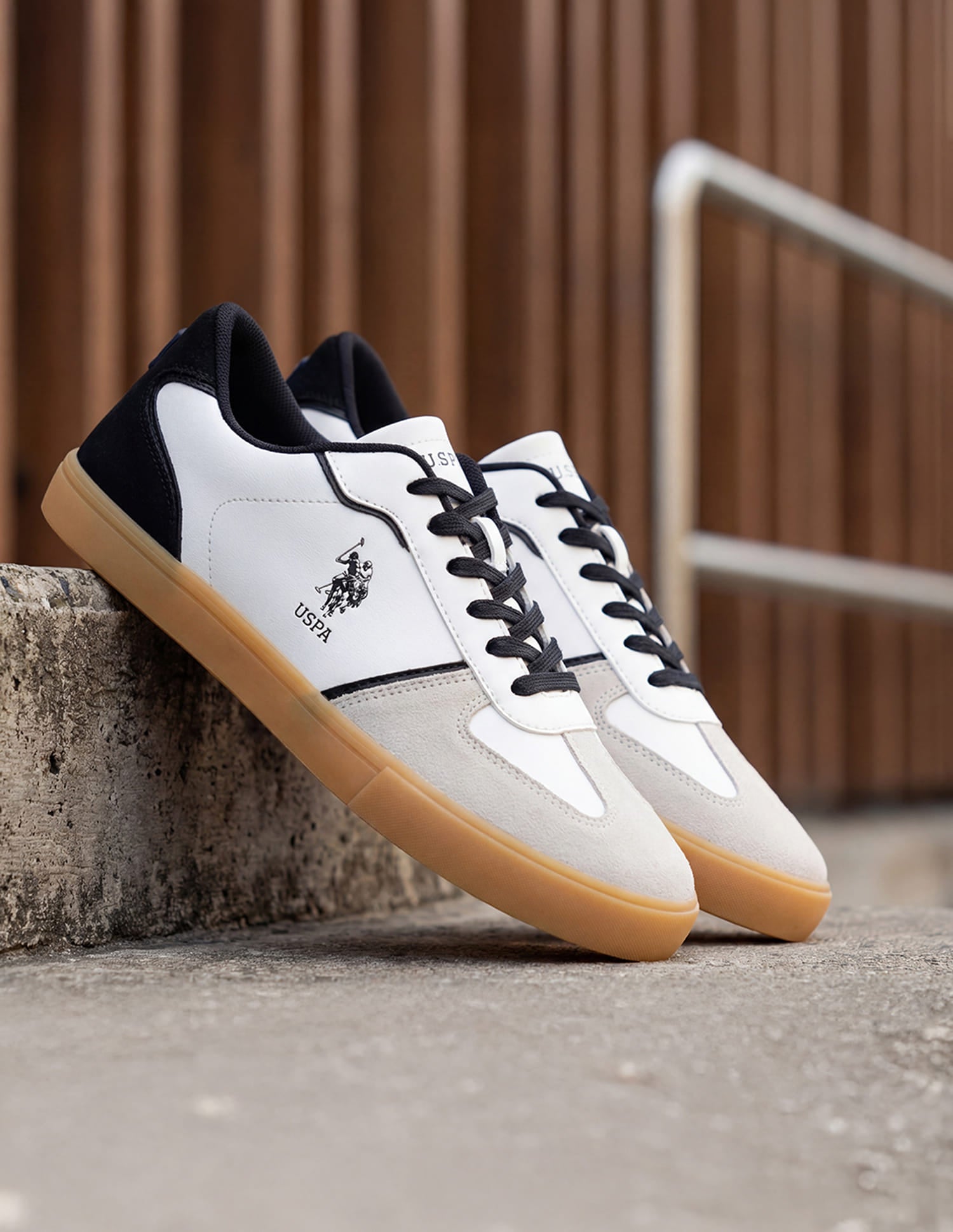 Men Colour Blocked Suede Oberon Sneakers Off White - U.S. Polo Assn. India | Large