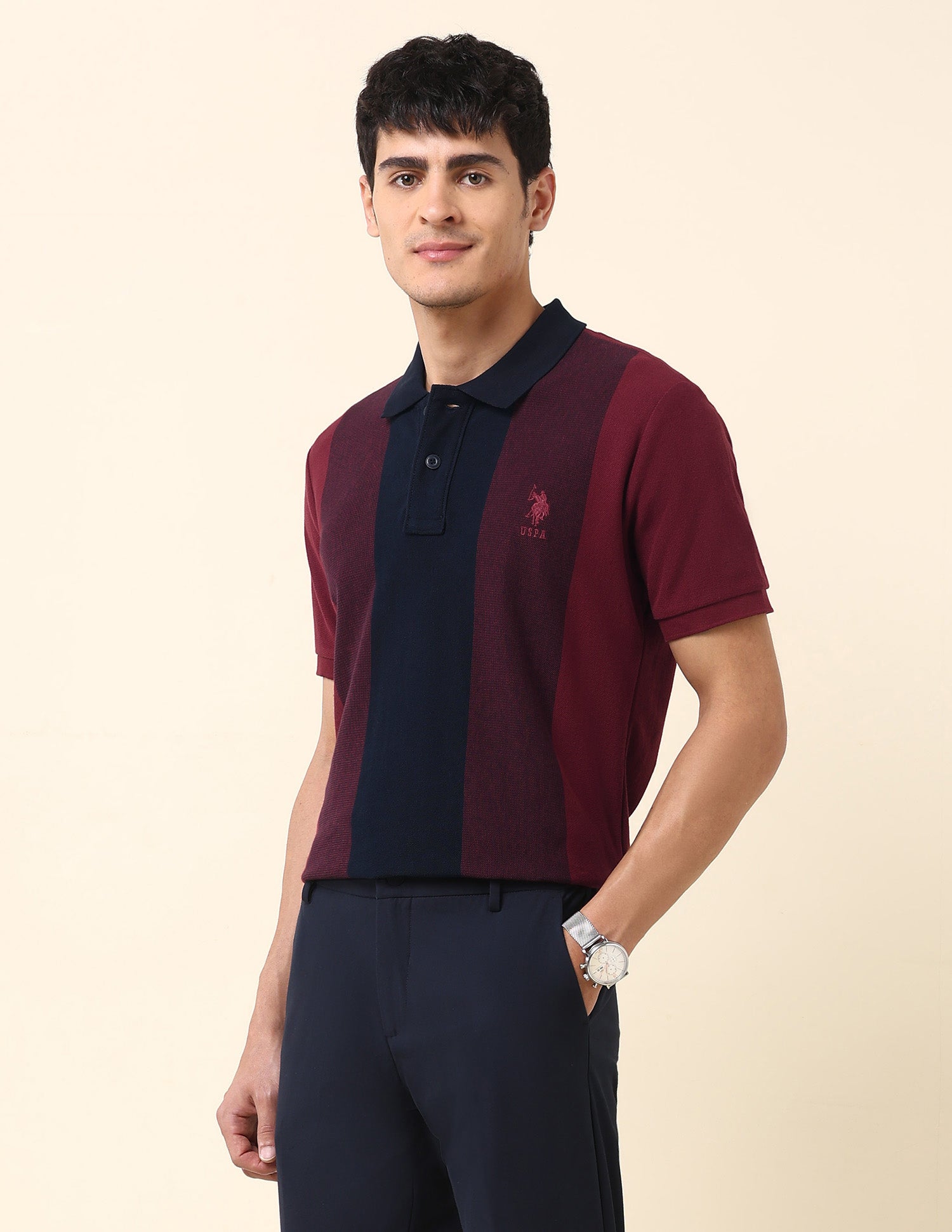 Colourblocked Slim Fit Polo Shirt