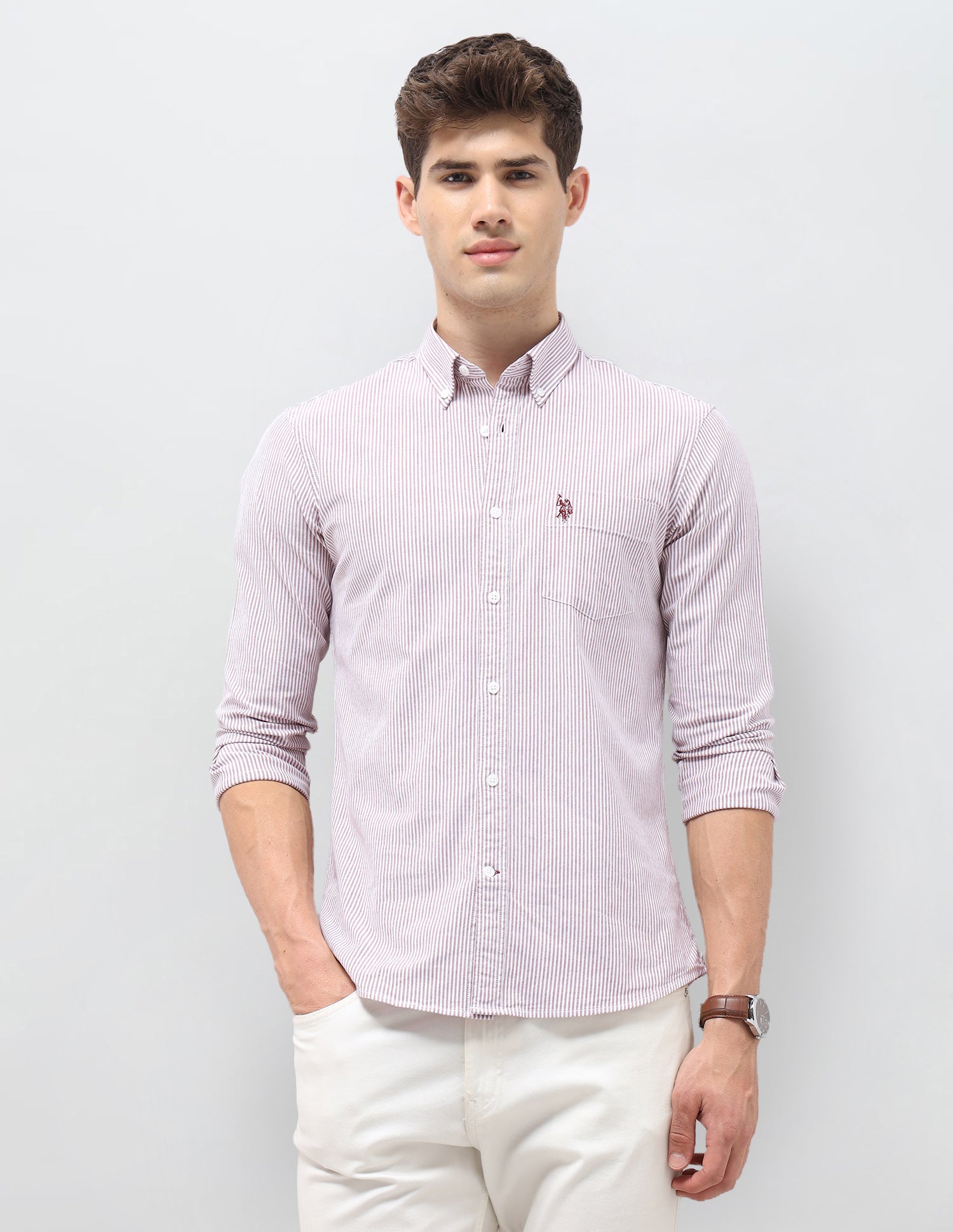 Vertical Striped Oxford Shirt Pink - U.S. Polo Assn. India | Large