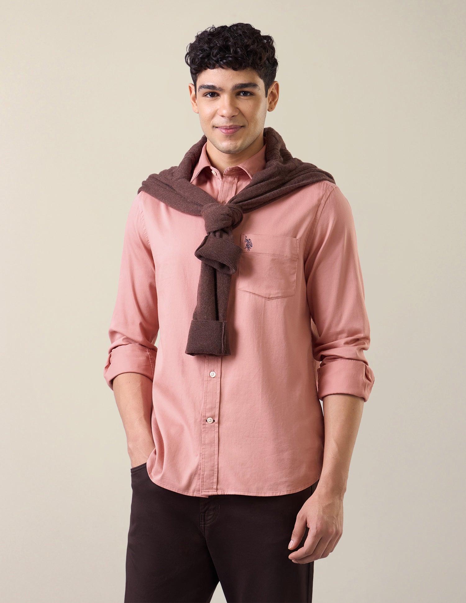 Solid Tailored Fit Shirt Pink - U.S. Polo Assn. India | Large