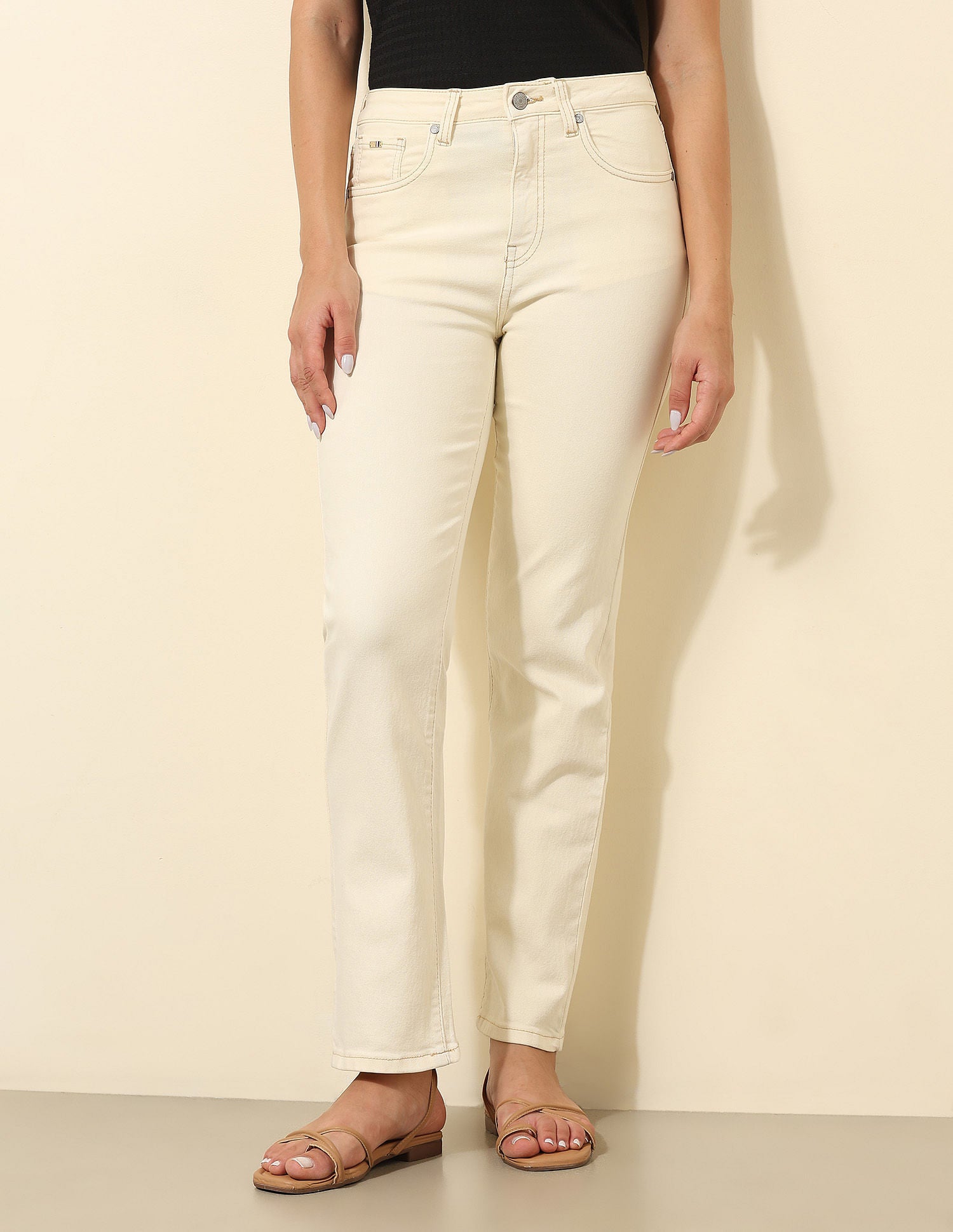 High Rise Straight Fit Jeans Ecru - U.S. POLO ASSN. | Large