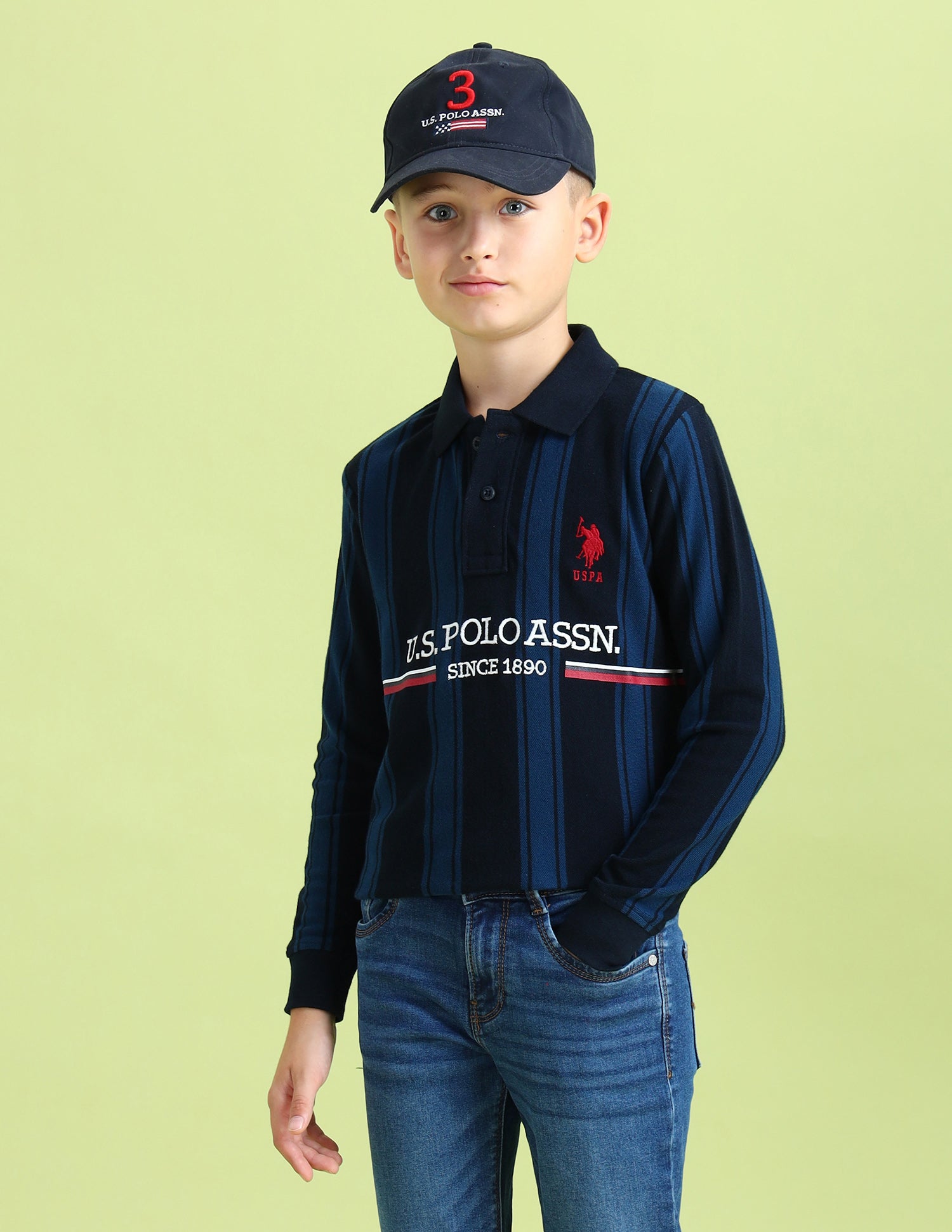 Boys Graphic Printed Regular Fit Polo Shirts Navy - U.S. Polo Assn. India | Large