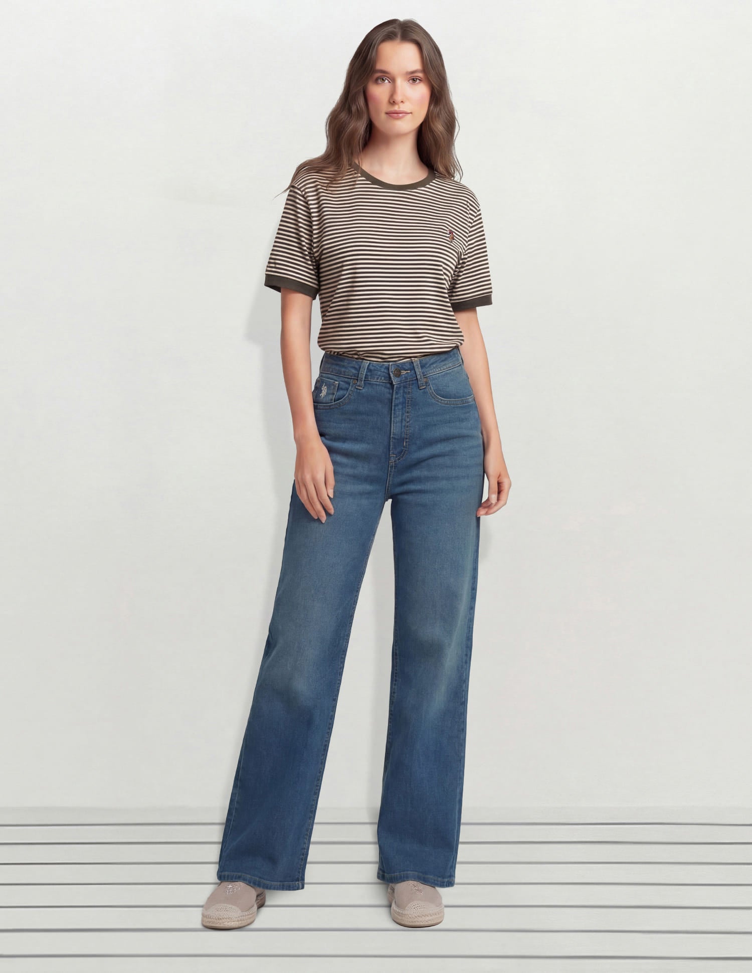 High Rise Wide Leg Fit Jeans Blue - U.S. Polo Assn. India | Large