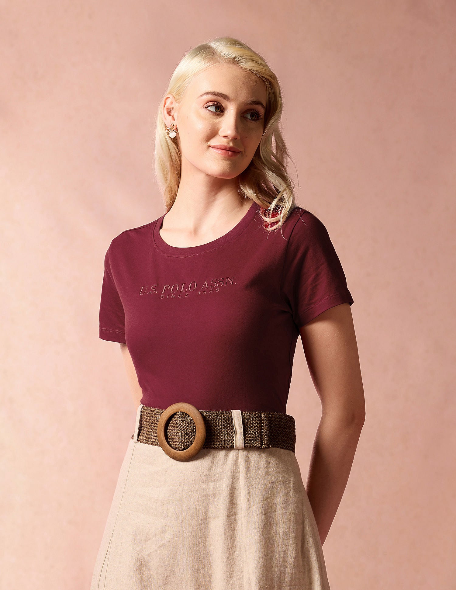 Satin Embroidered Regular T-Shirt Red - U.S. Polo Assn. India | Large
