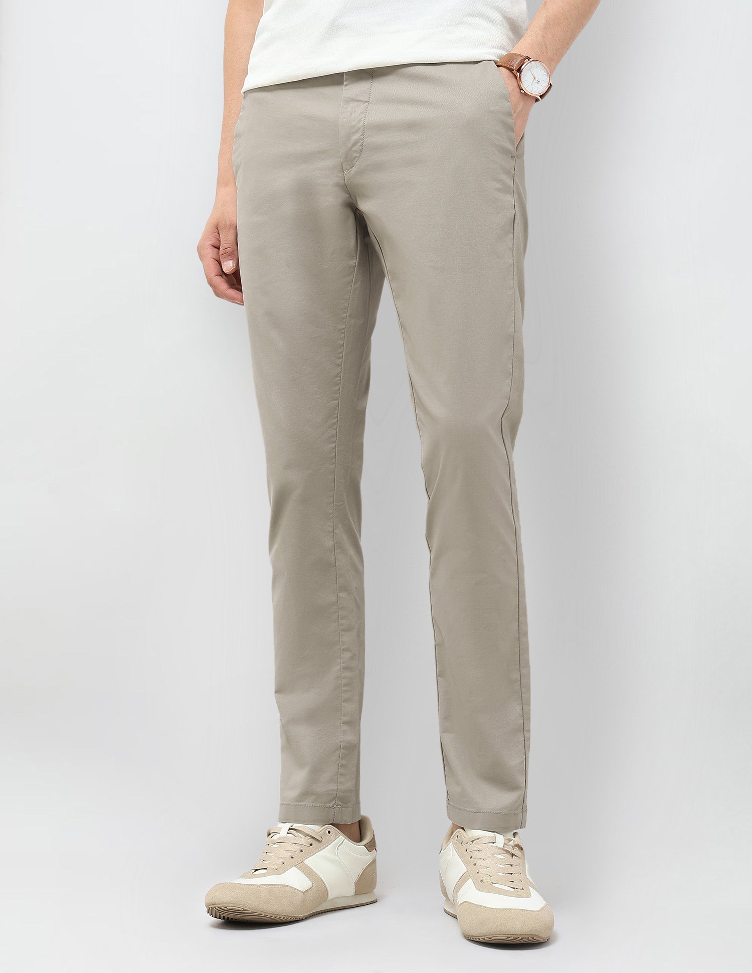 Slim Fit Mid Rise Trousers Grey - U.S. Polo Assn. India | Large