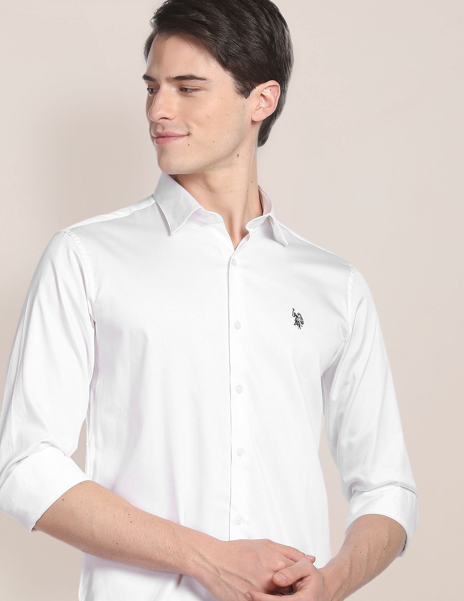 Barrel Cuff Solid Casual Shirt White - U.S. Polo Assn. India | Large