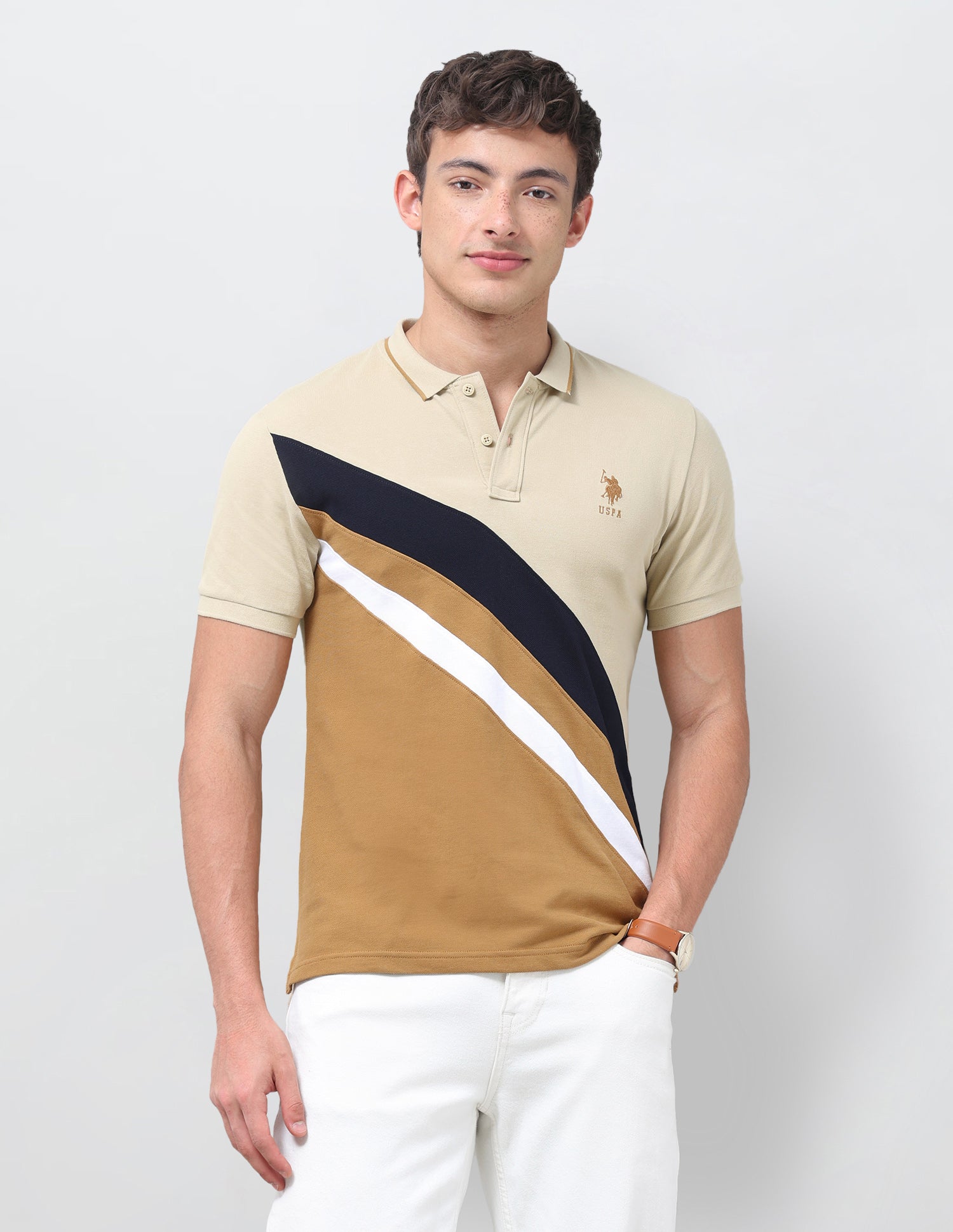 Colourblocked Regular Fit Polo Shirt