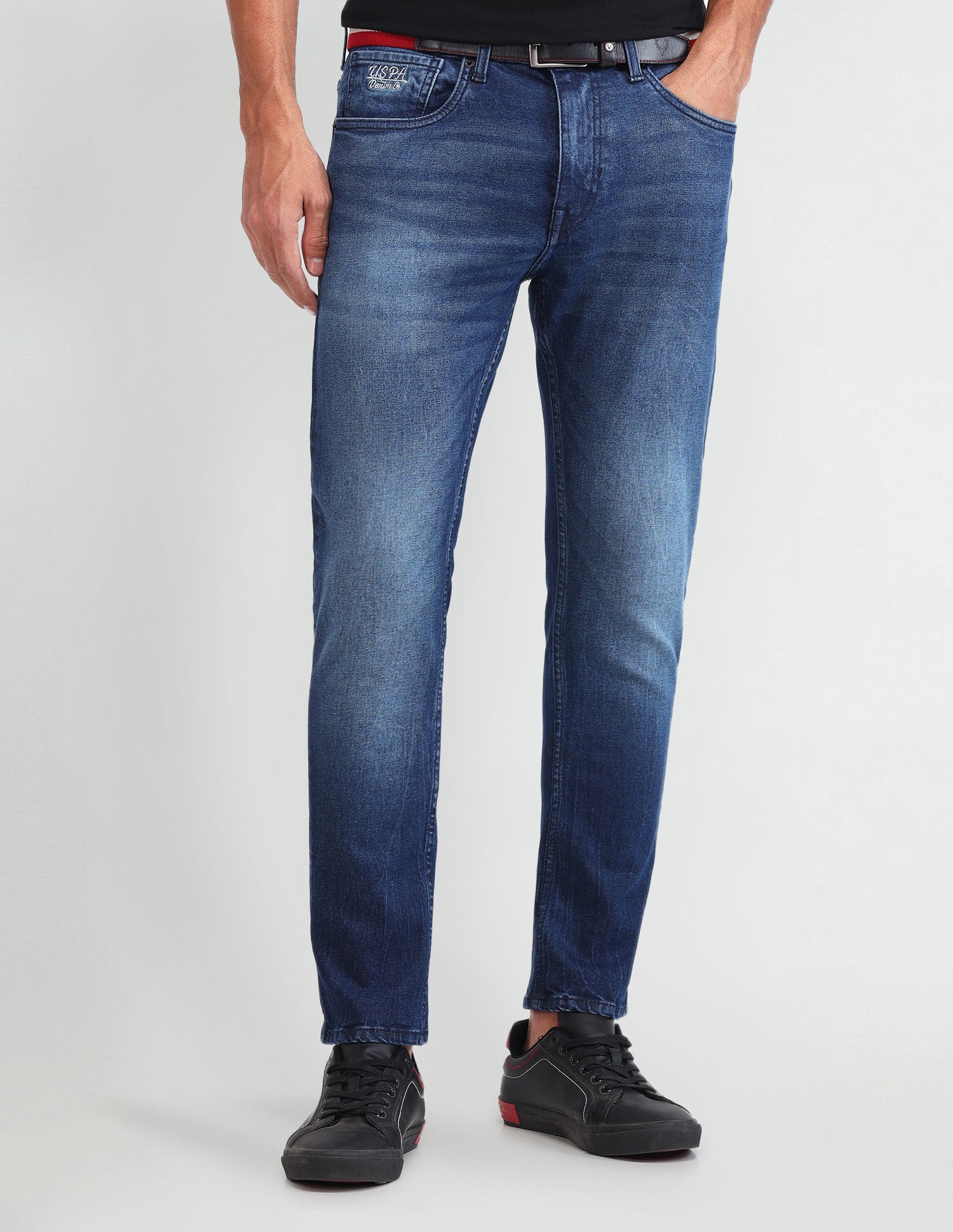 Henry Tapered Cropped Fit Blue Jeans