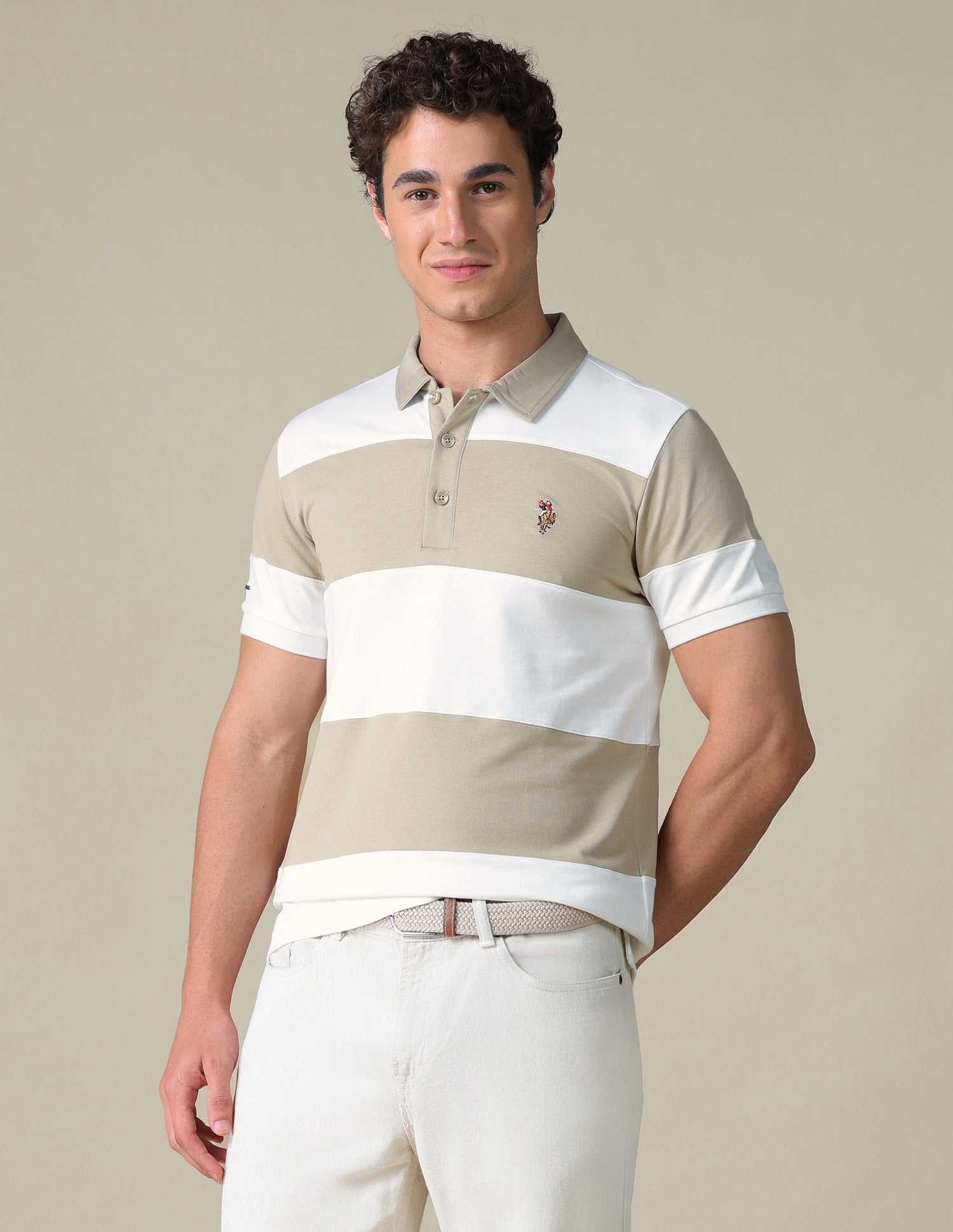 Horizontal Striped Slim Fit Polo Shirt