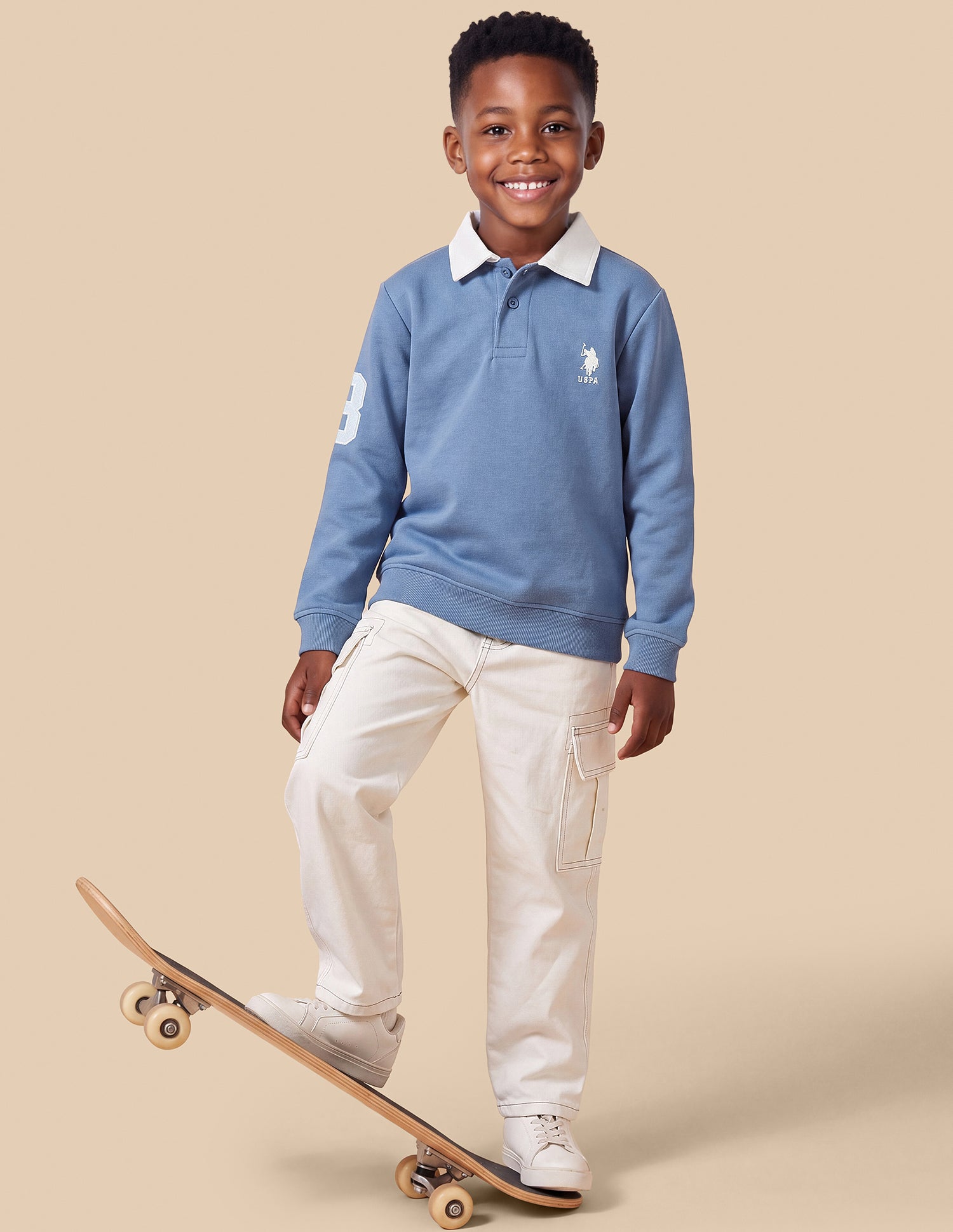 Solid Regular Fit Sweatshirt Light Blue - U.S. Polo Assn. India | Large