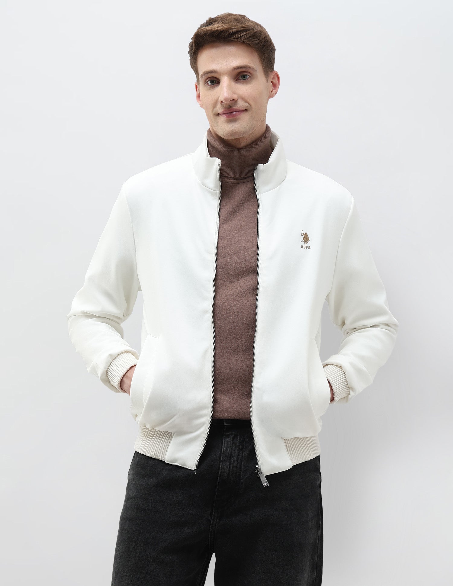 Reversible Solid Regular Fit Jacket Ecru - U.S. Polo Assn. India | Large
