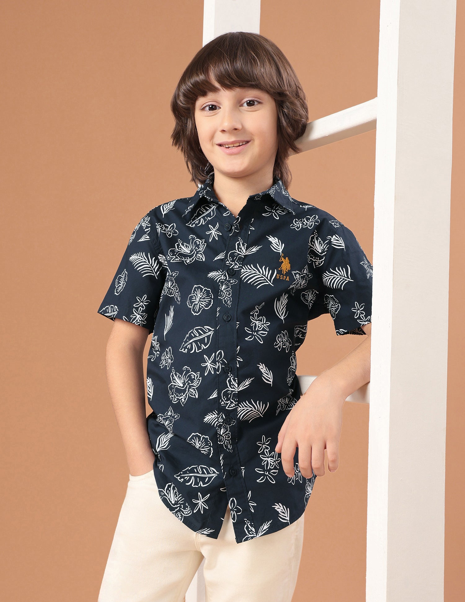 Floral Printed Regular Fit Shirt Navy - U.S. Polo Assn. India | Large