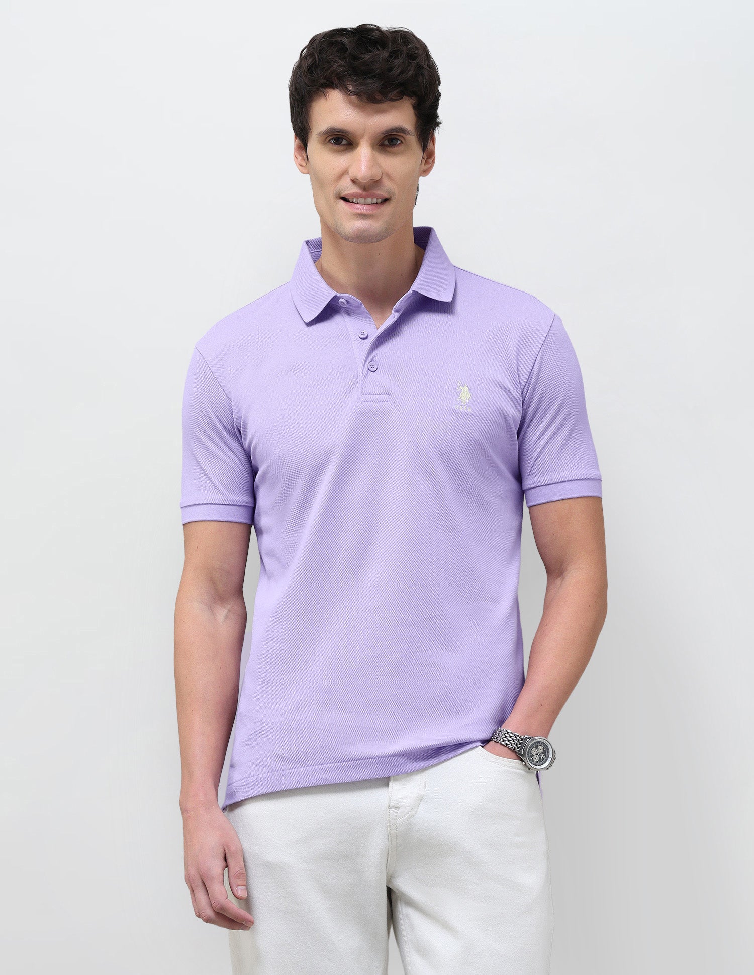 Solid Slim Fit Polo Shirt Purple - U.S. Polo Assn. India | Large